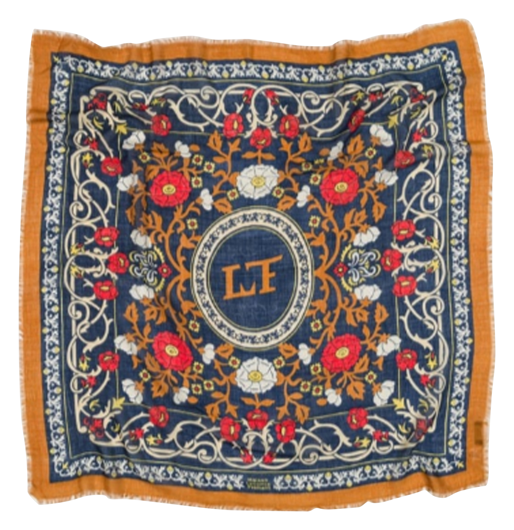 Gedrukte sjaal van wol en zijde MAISON LECOMTE FLAMENT Blauw