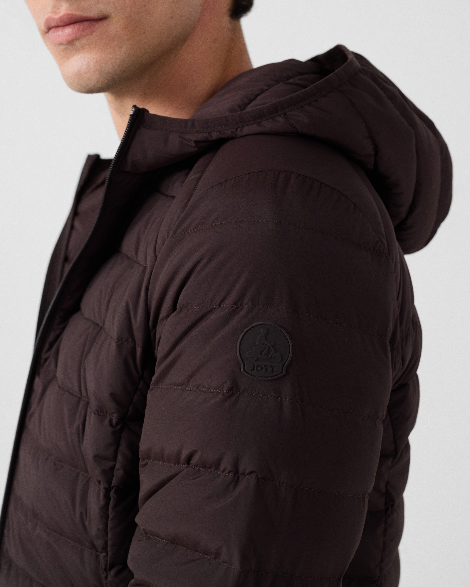 Frantz Stretch Lightweight Hooded Puffer Coat JOTT Brown
