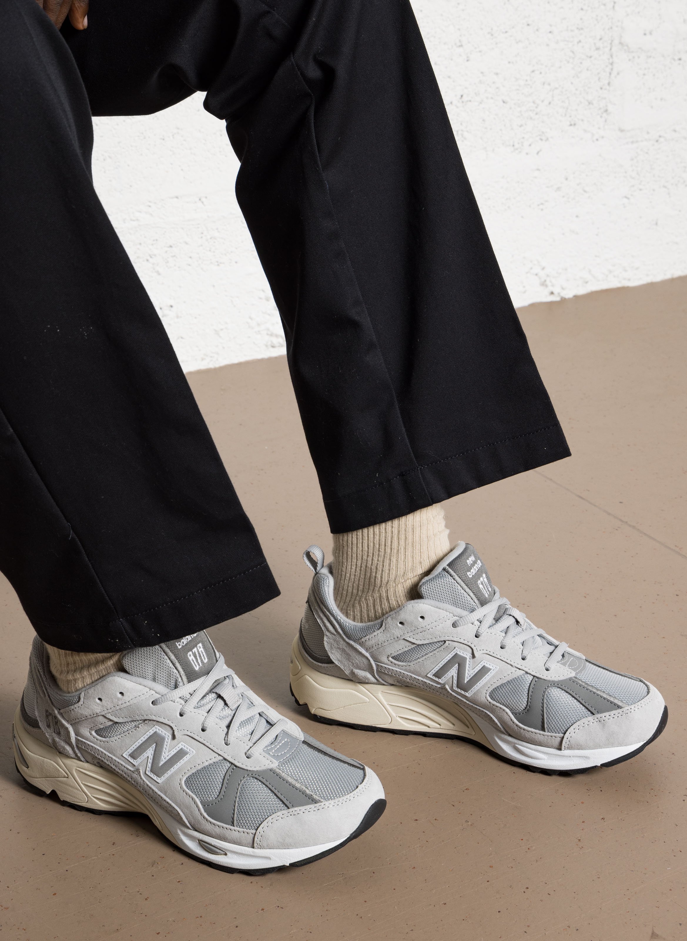 Low-top leather mix sneakers NEW BALANCE Grey