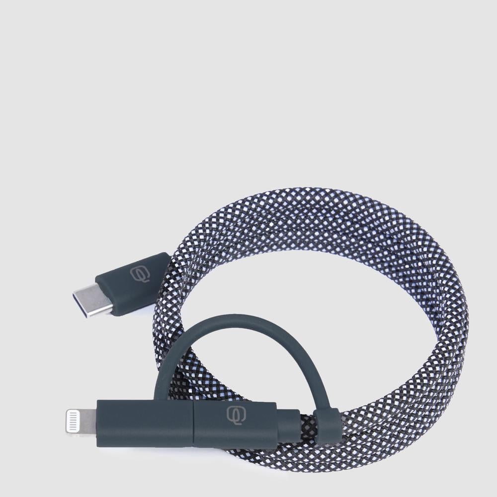 Magnetic charging cable with USB Type-C and Lightning connectors for 4k videos PIQUADRO Grey