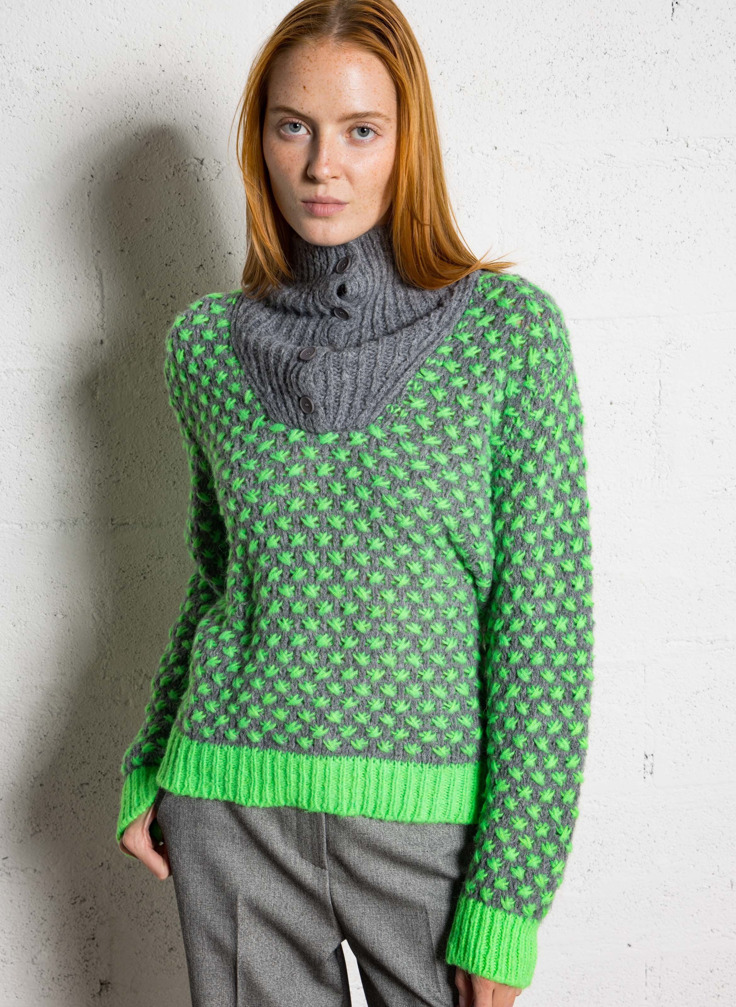 Oversize-Pullover mit Stehkragen DR BLOOM Silber
