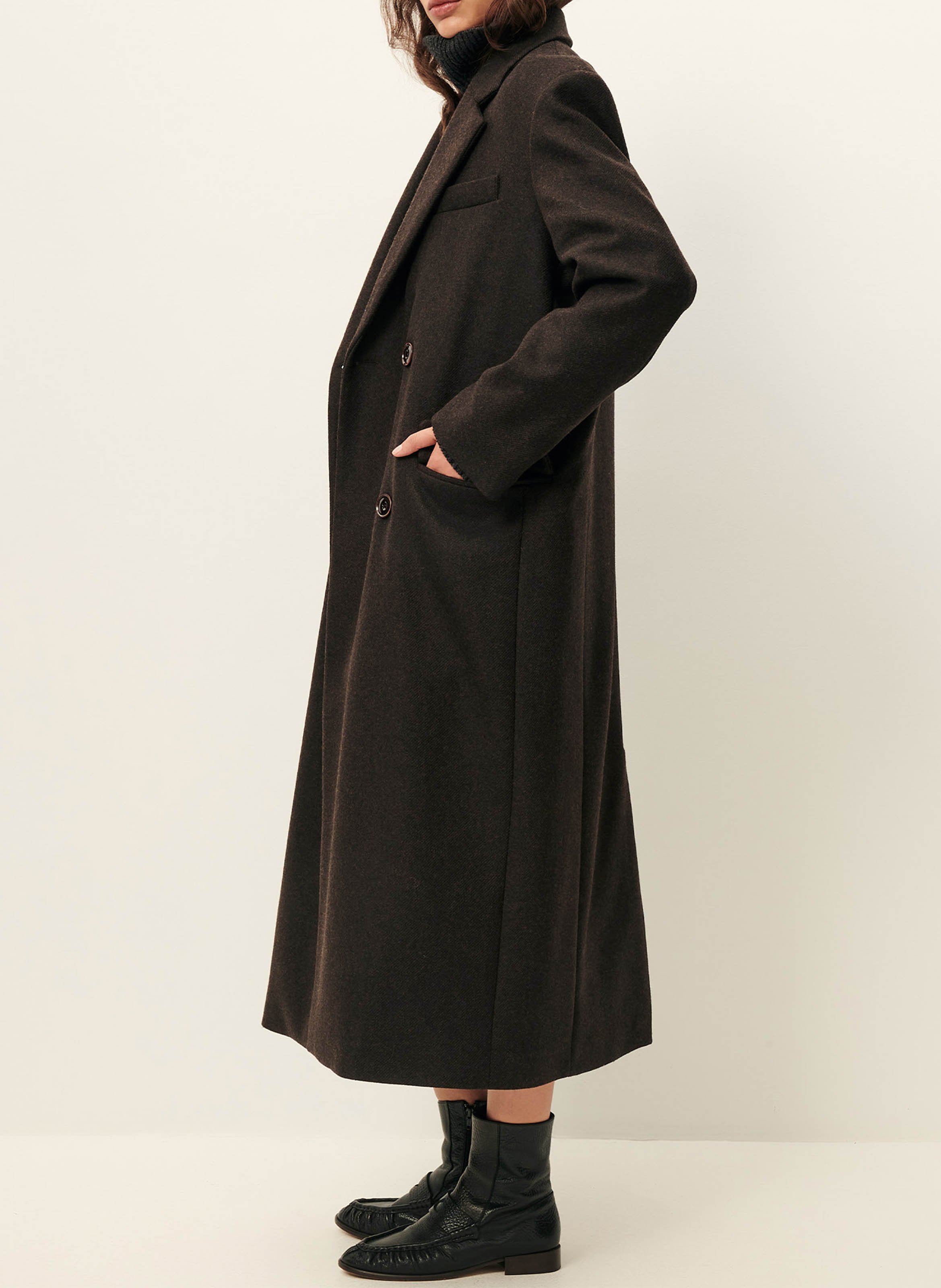 Nara short high-waisted crepe skirt Brown