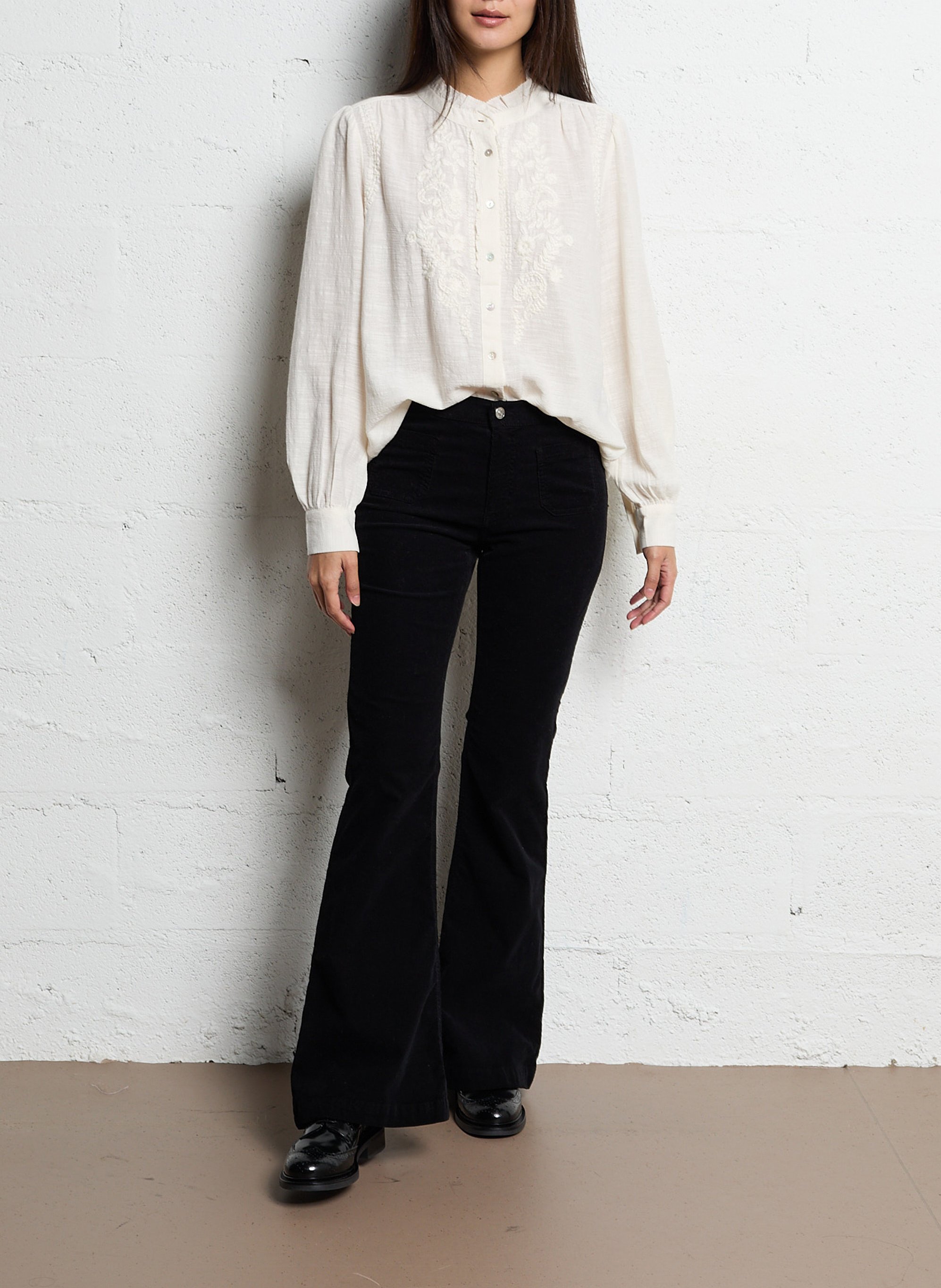 Chemise brodée en coton  MAISON 123 Blanc