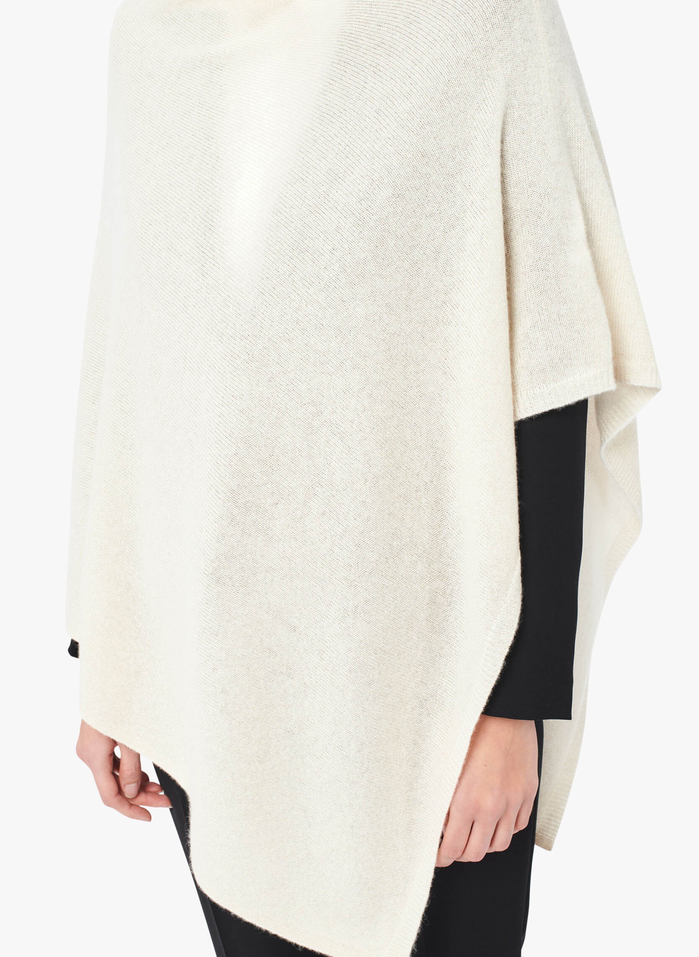 Poncho asymétrique en cachemire mélangé CAROLL Beige