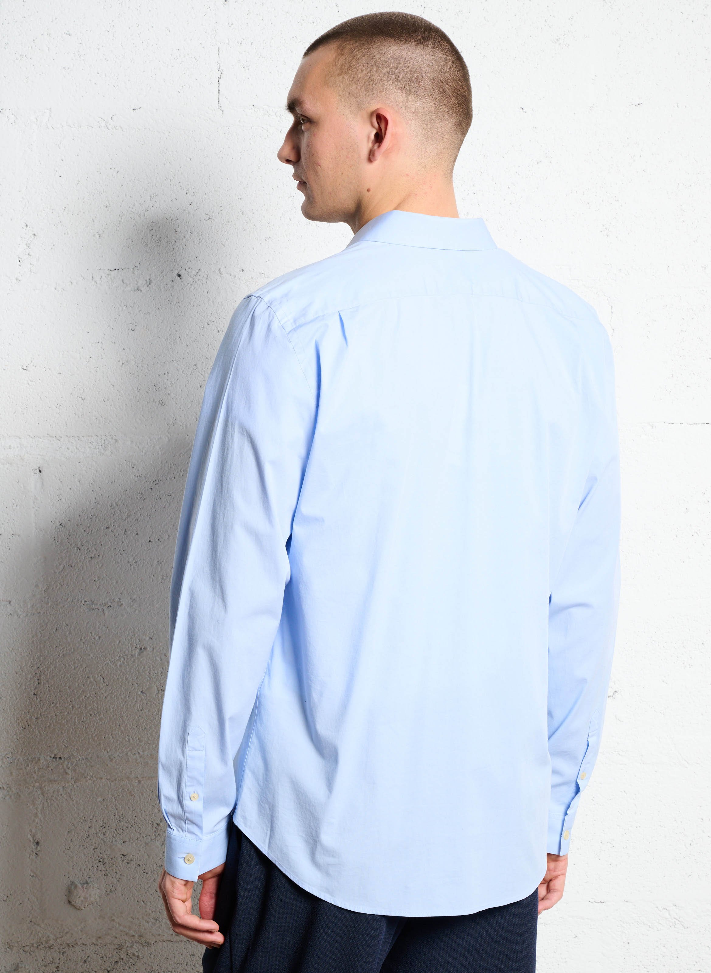 Tailored-fit shirt with classic collar in blended organic cotton PAUL SMITH Blue