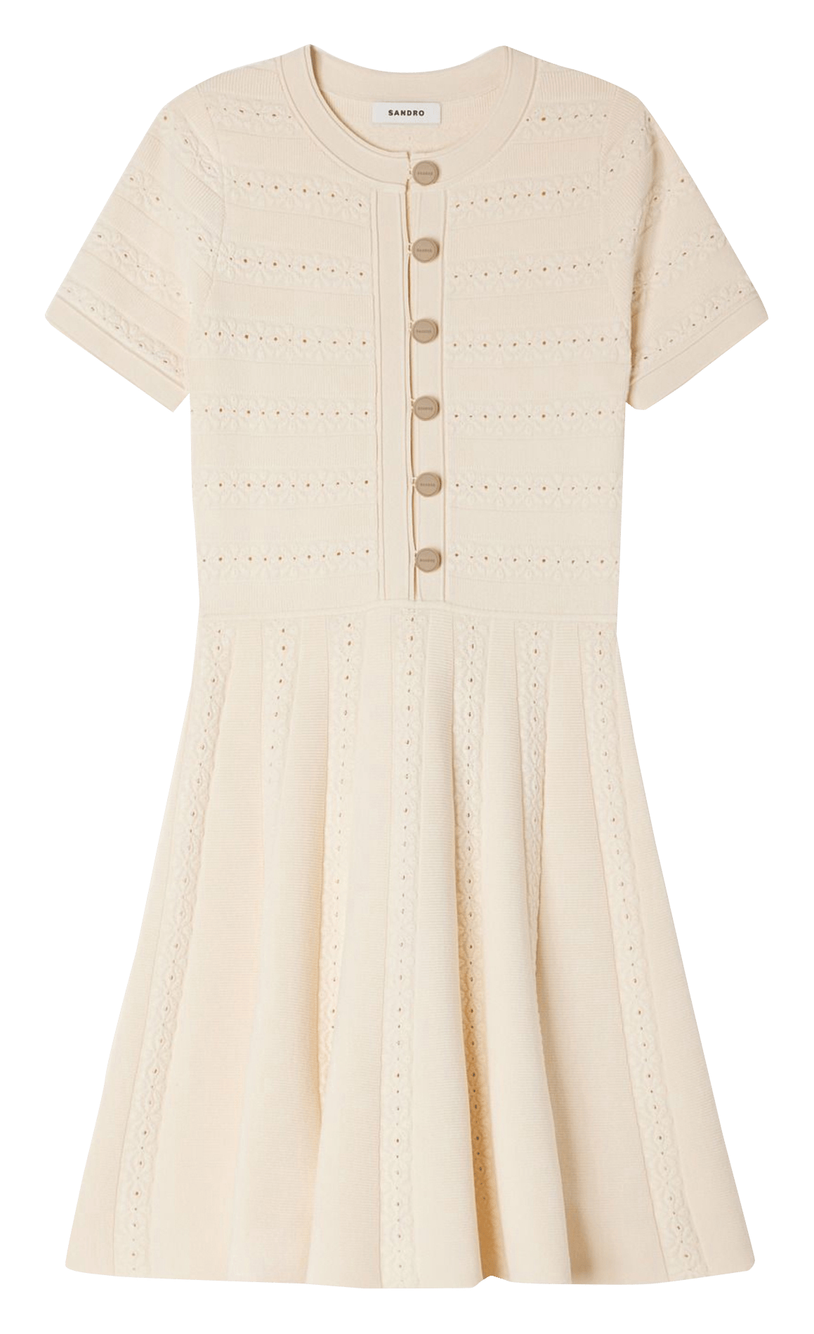 Robe courte évasée en maille SANDRO Beige