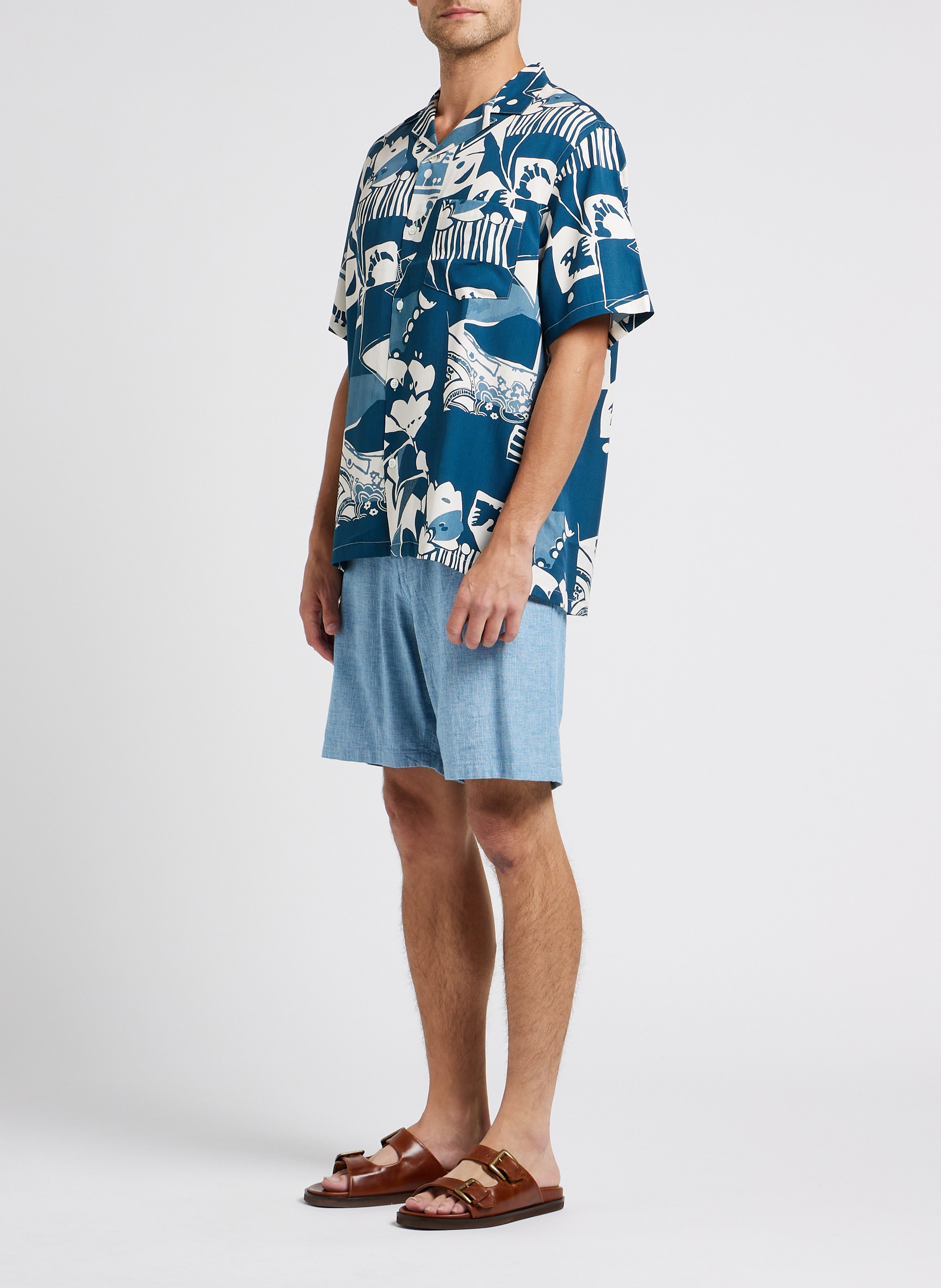 Short regular-fit en coton bio mélangé SELECTED Bleu