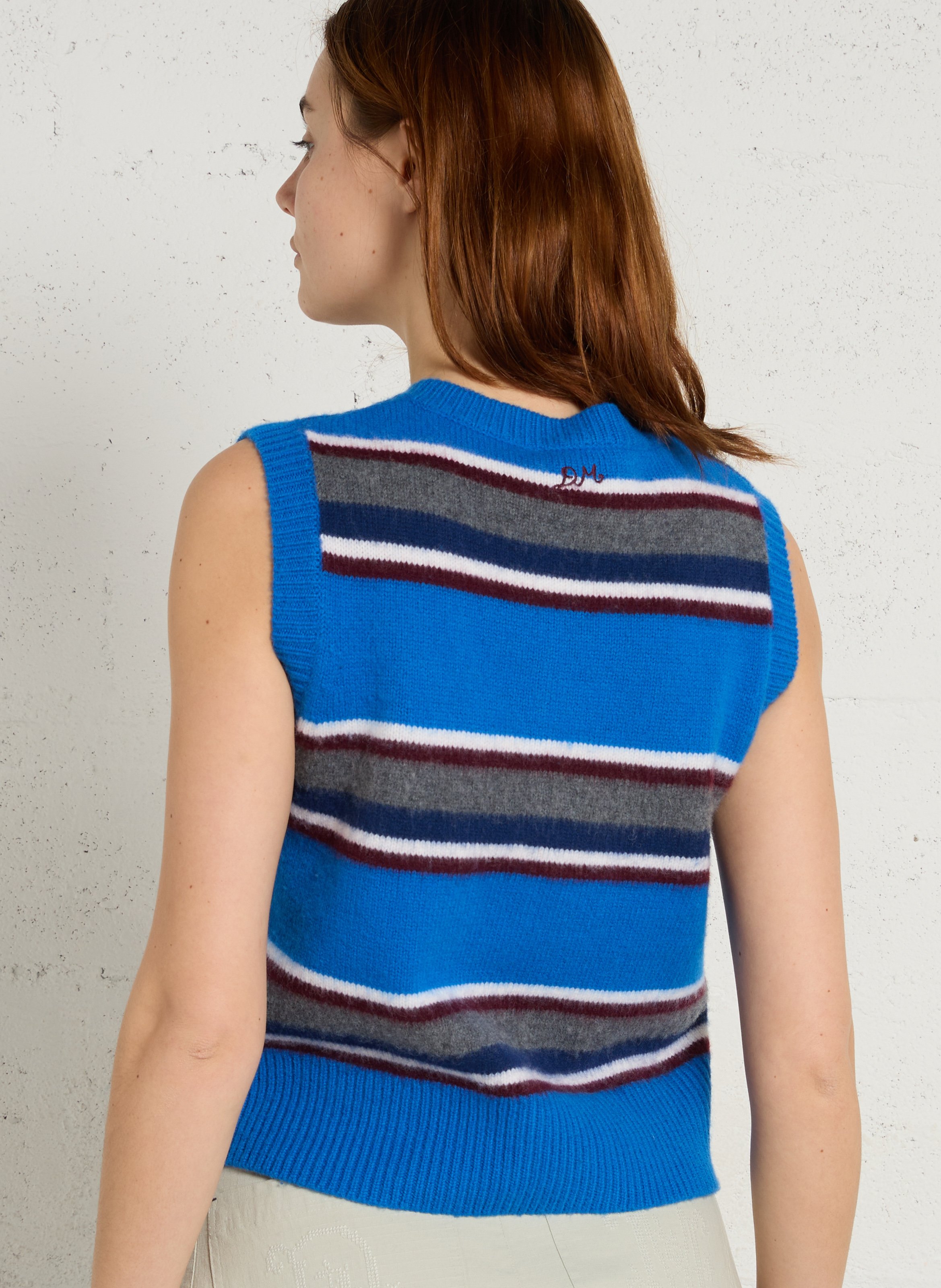 Strickjacke aus Wolle mit Rundhalsausschnitt DAMSON MADDER Blau