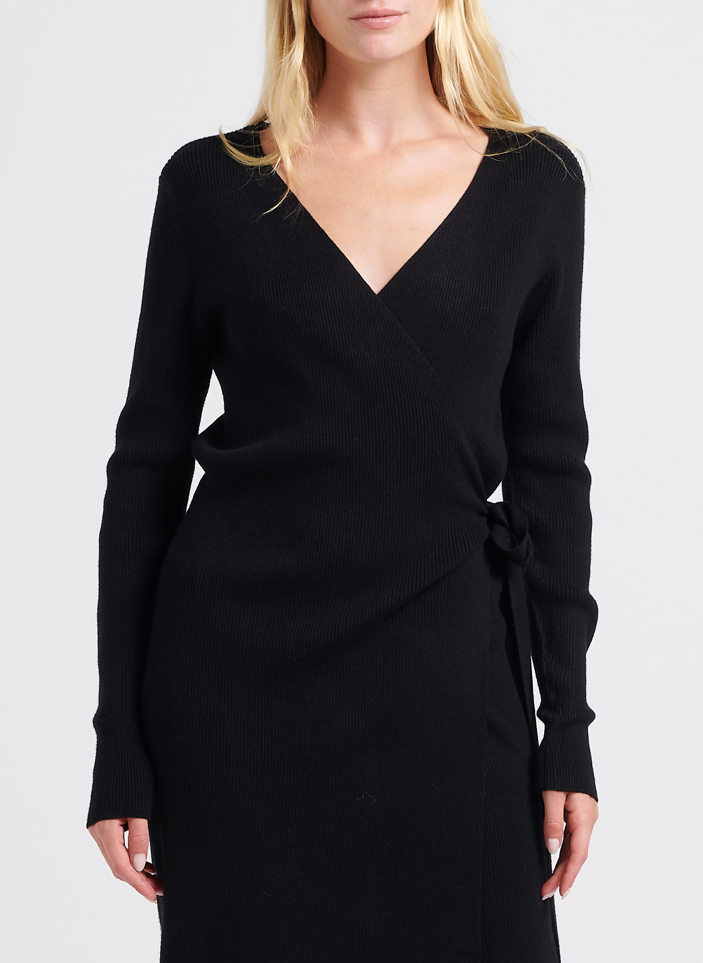 Lange Rippstrickjacke mit Gürtel VILA Schwarz