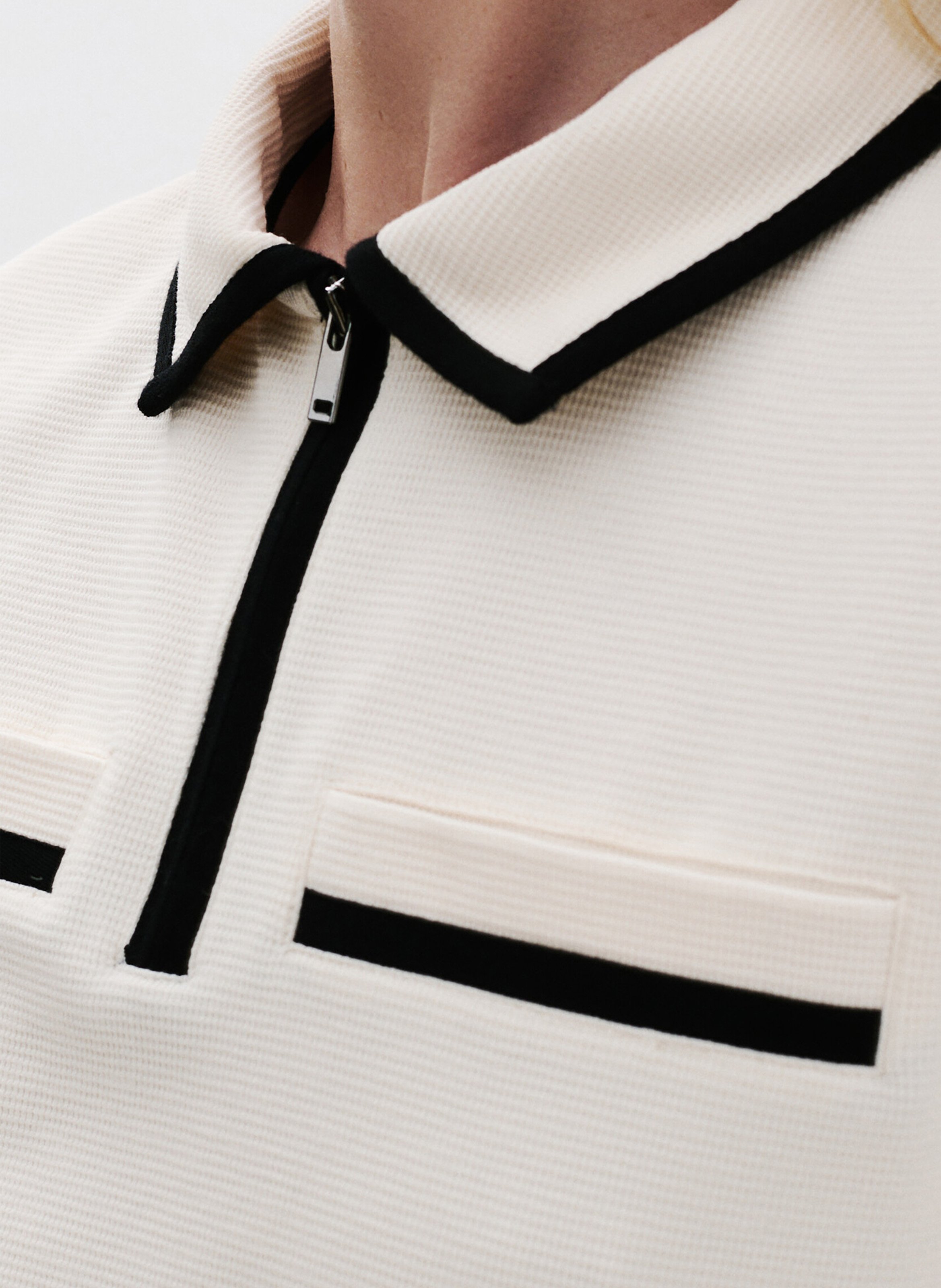 Rechte top van katoenmix met klassieke kraag CAROLL Beige