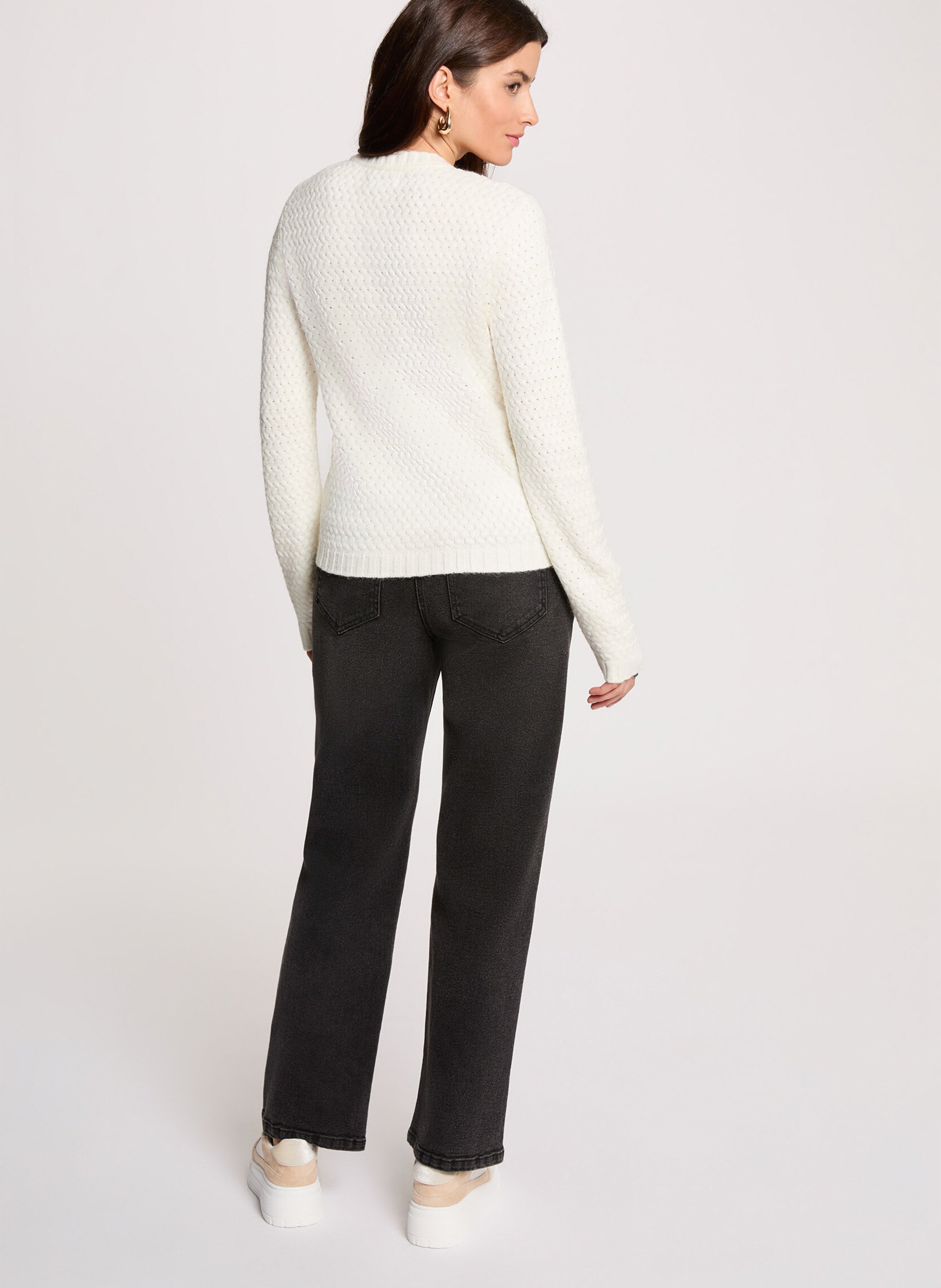 Cardigan mit geradem Schnitt, rundem Ausschnitt und Knopfleiste MORGAN Weiss