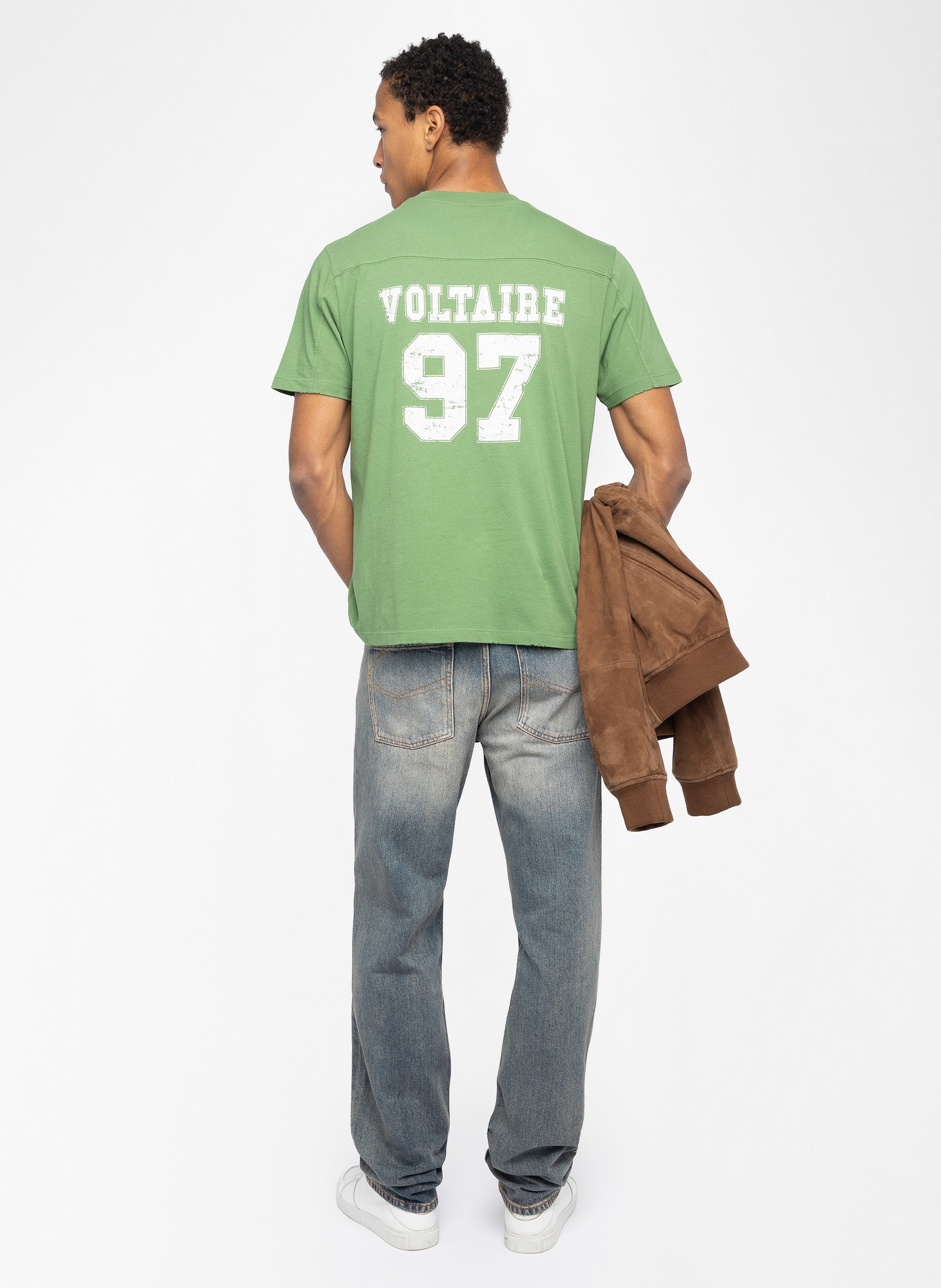 Tee-shirt droit col rond en coton sérigraphié ZADIG&VOLTAIRE Vert