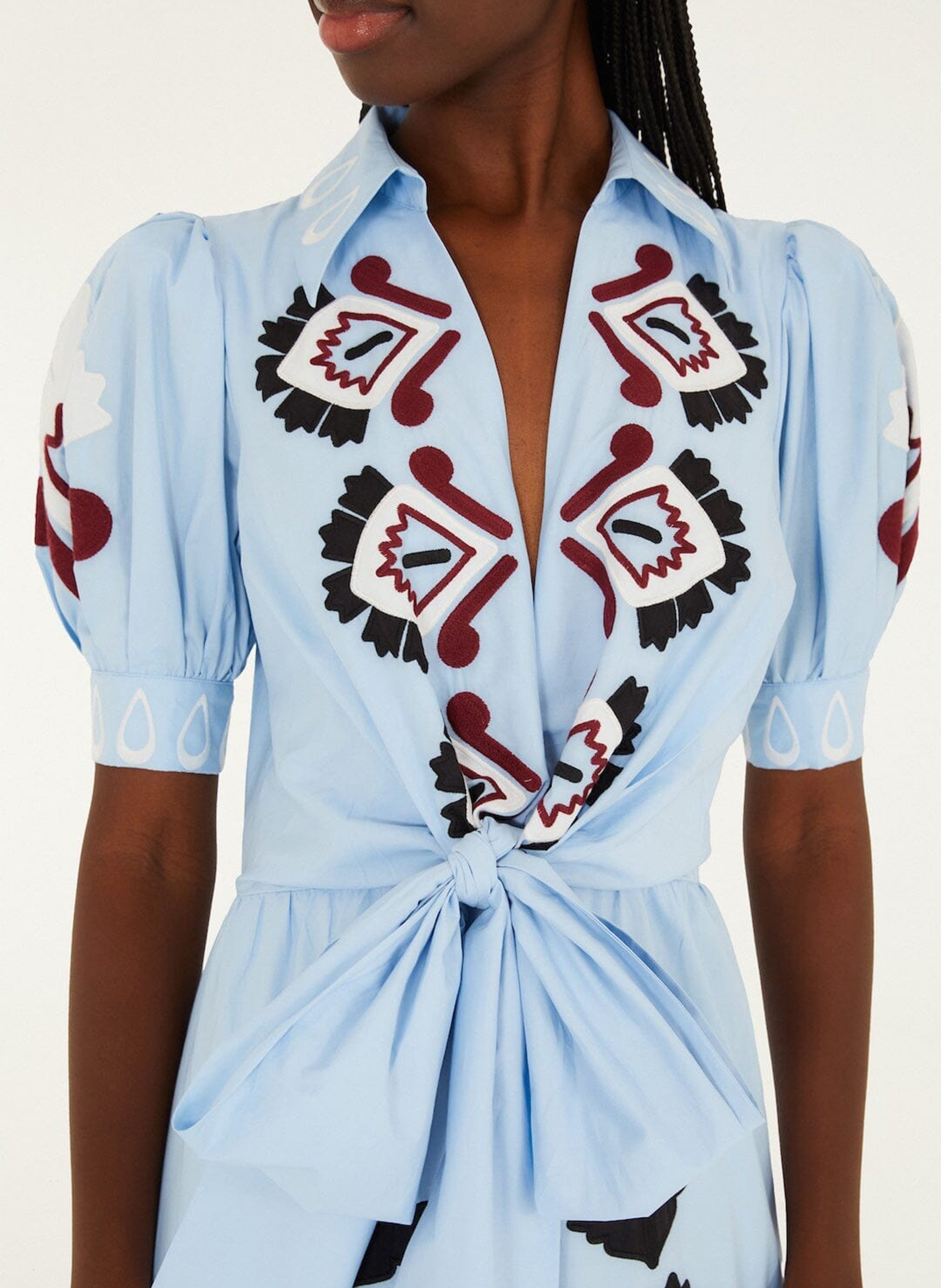 Robe longue ample brodée  FARM RIO Bleu