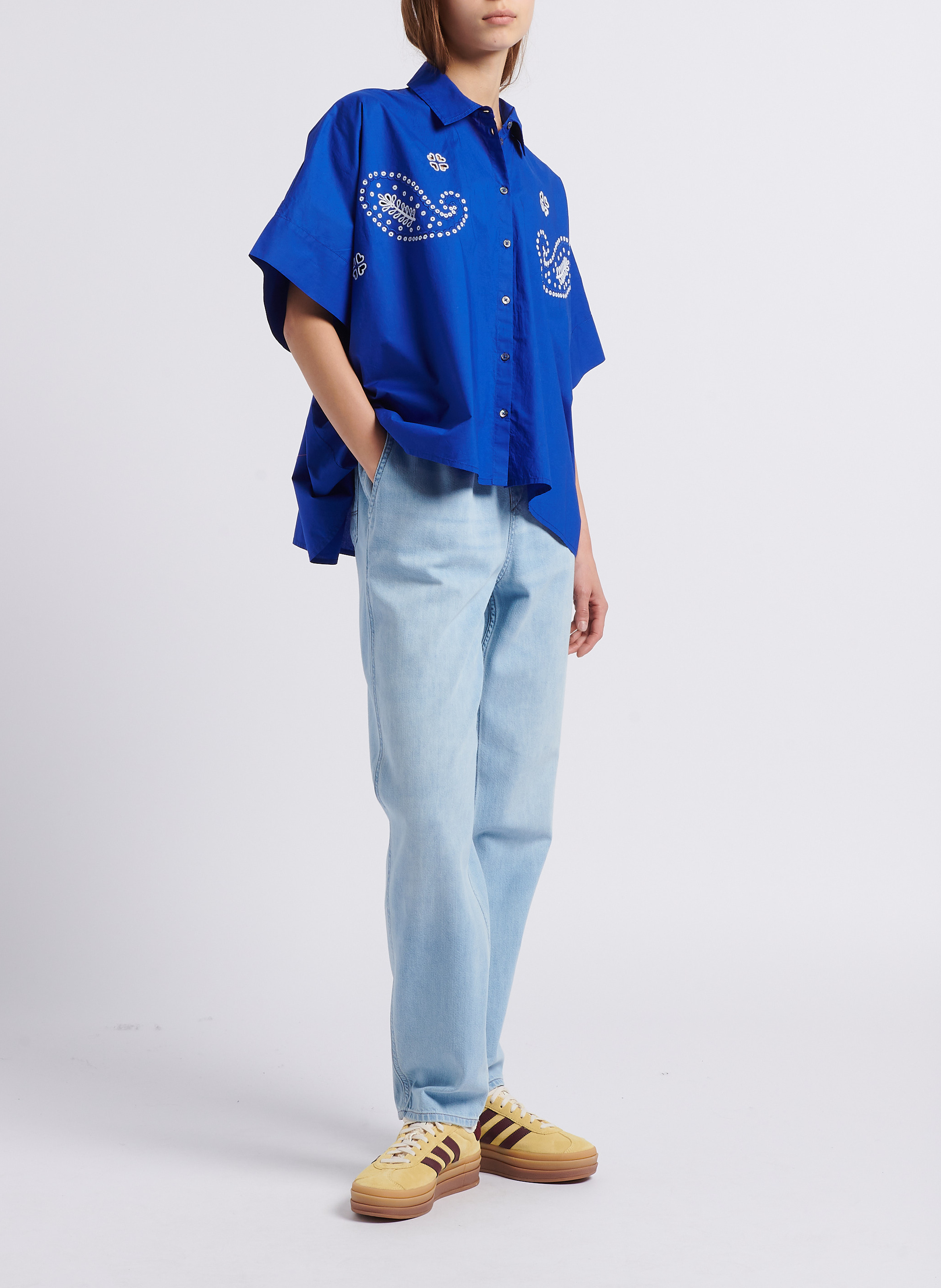 Jean droit délavé BELLEROSE Bleu