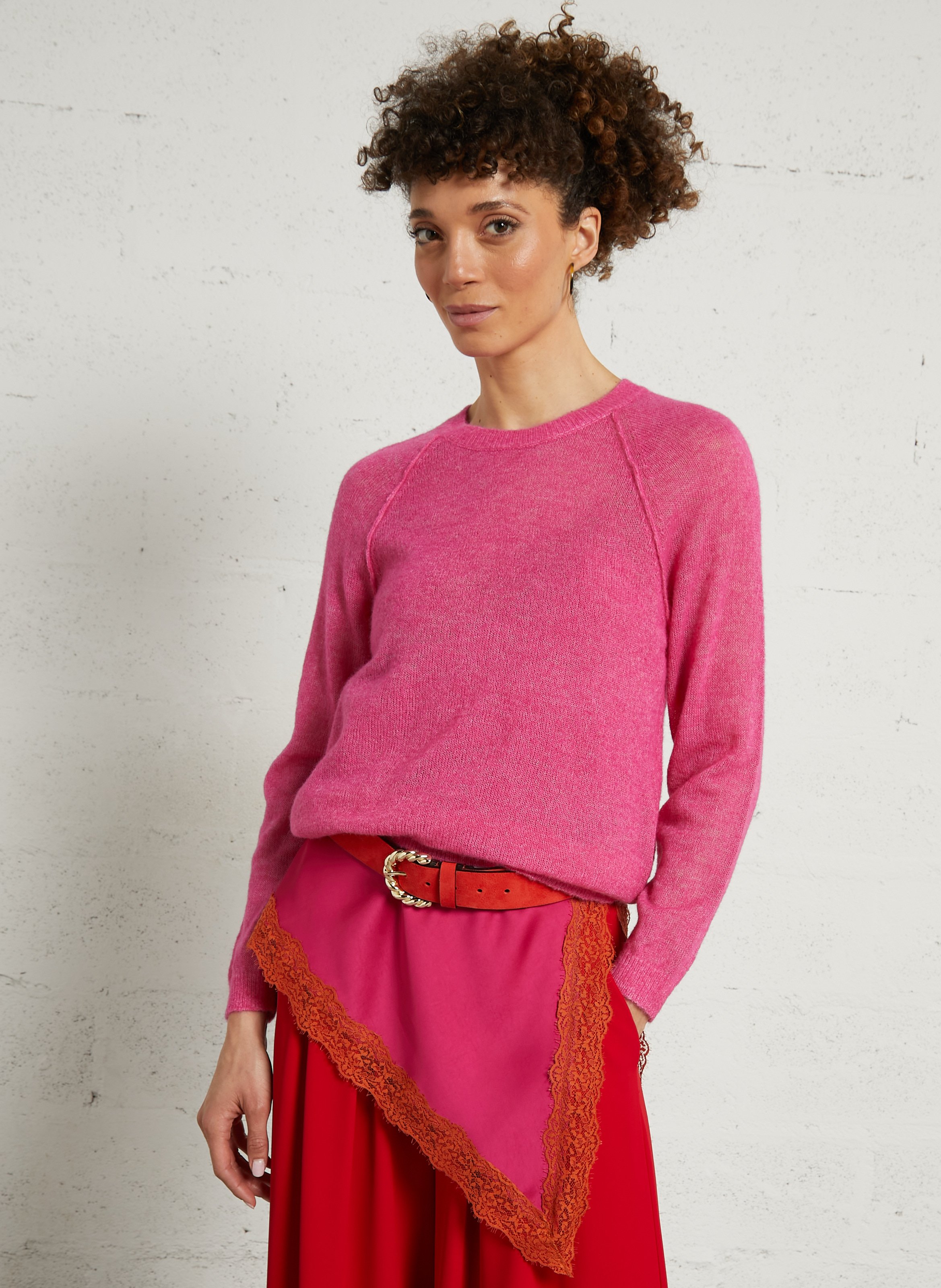 Round-neck wool-blend straight-cut sweater SUD EXPRESS