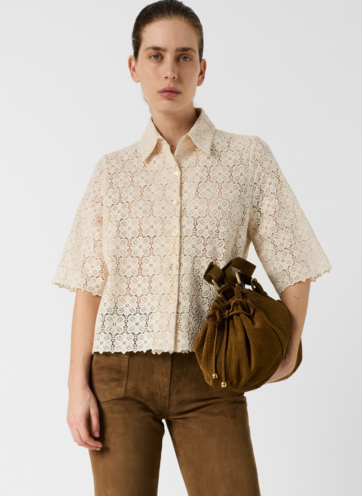 Bluse aus Baumwoll-Mix mit klassischem Kragen GERARD DAREL Beige
