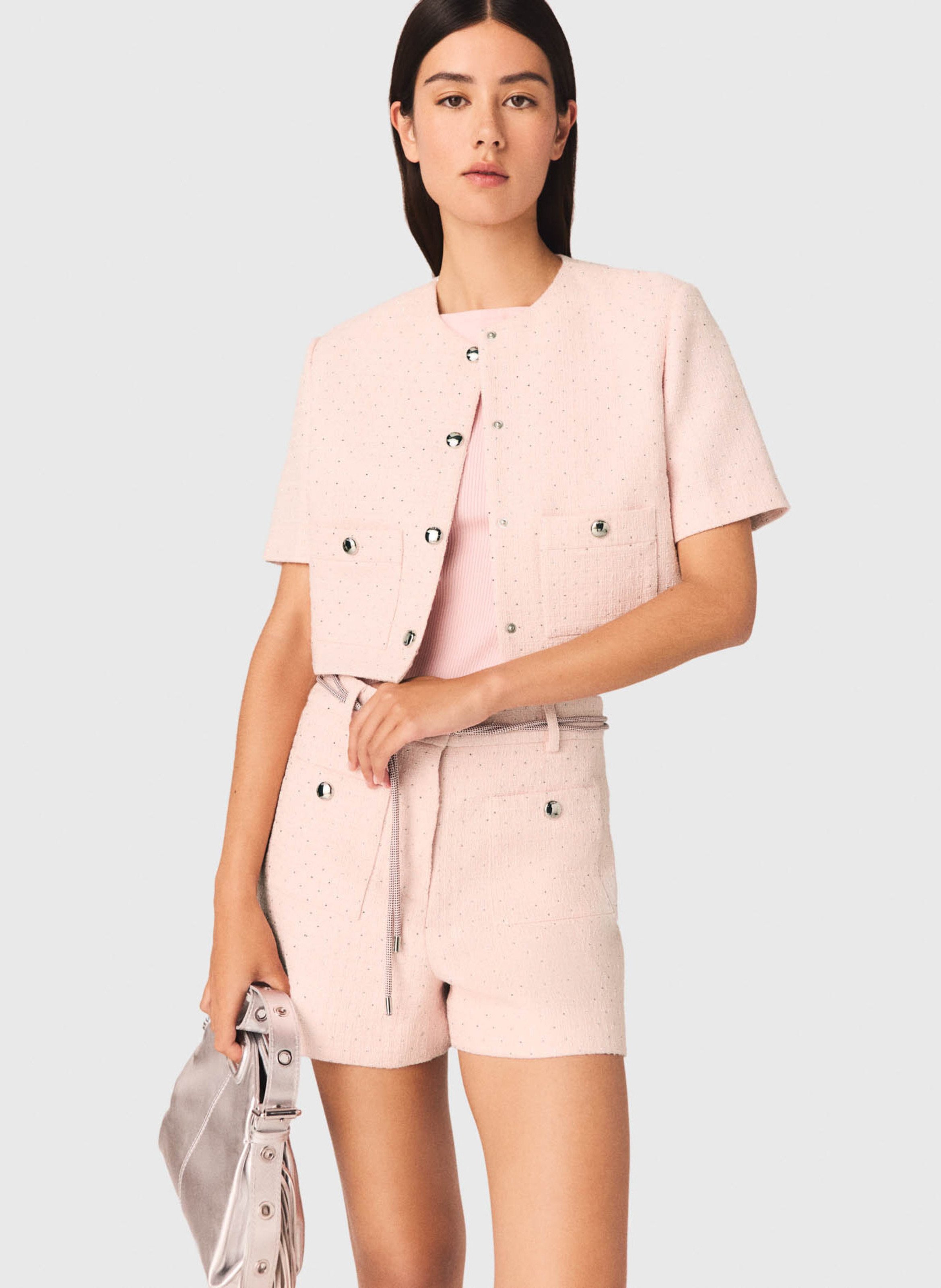 Giacca dritta con paillettes MAJE Rosa