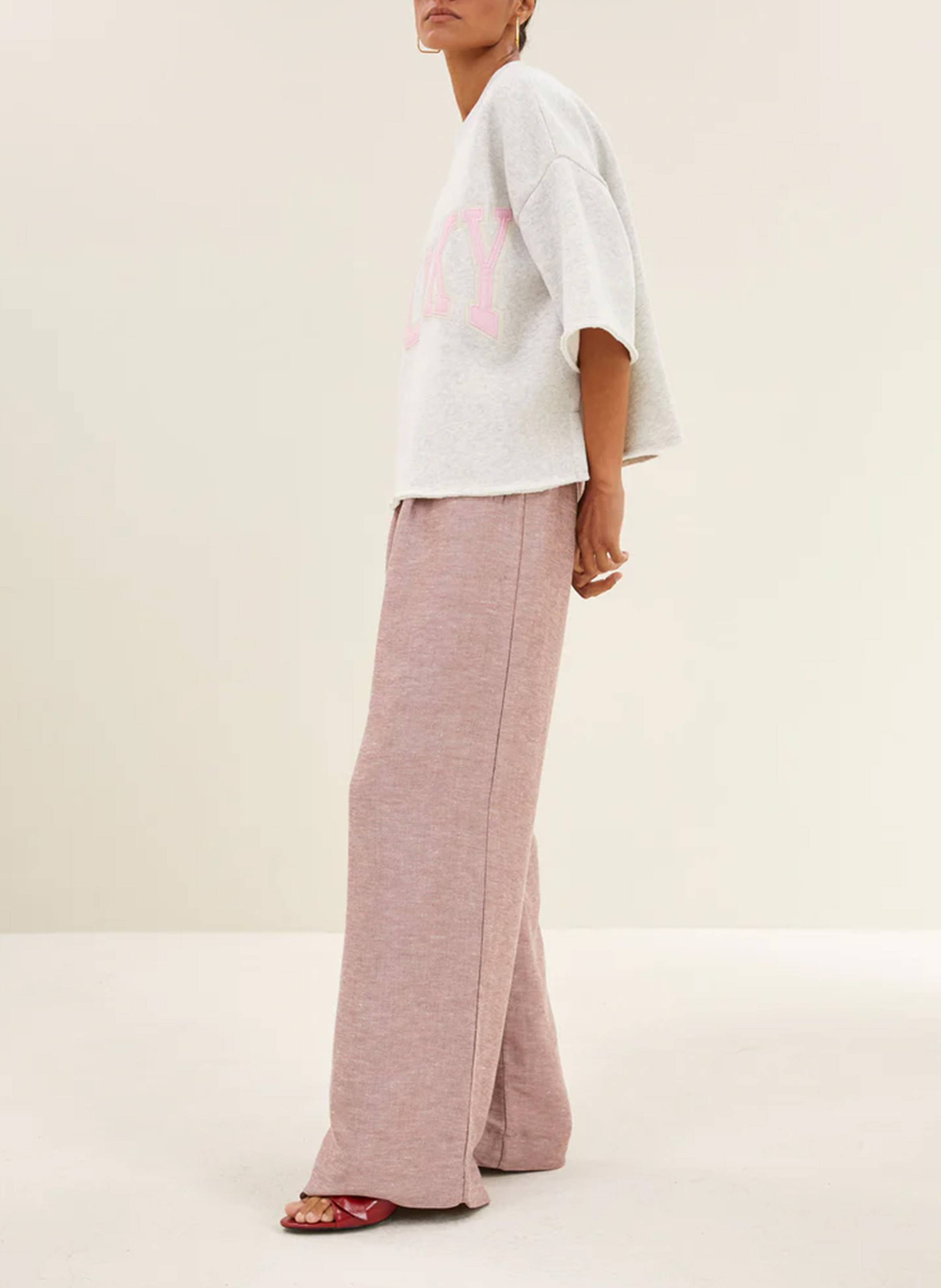 Top met ronde hals - katoenblend BY BAR Grijs