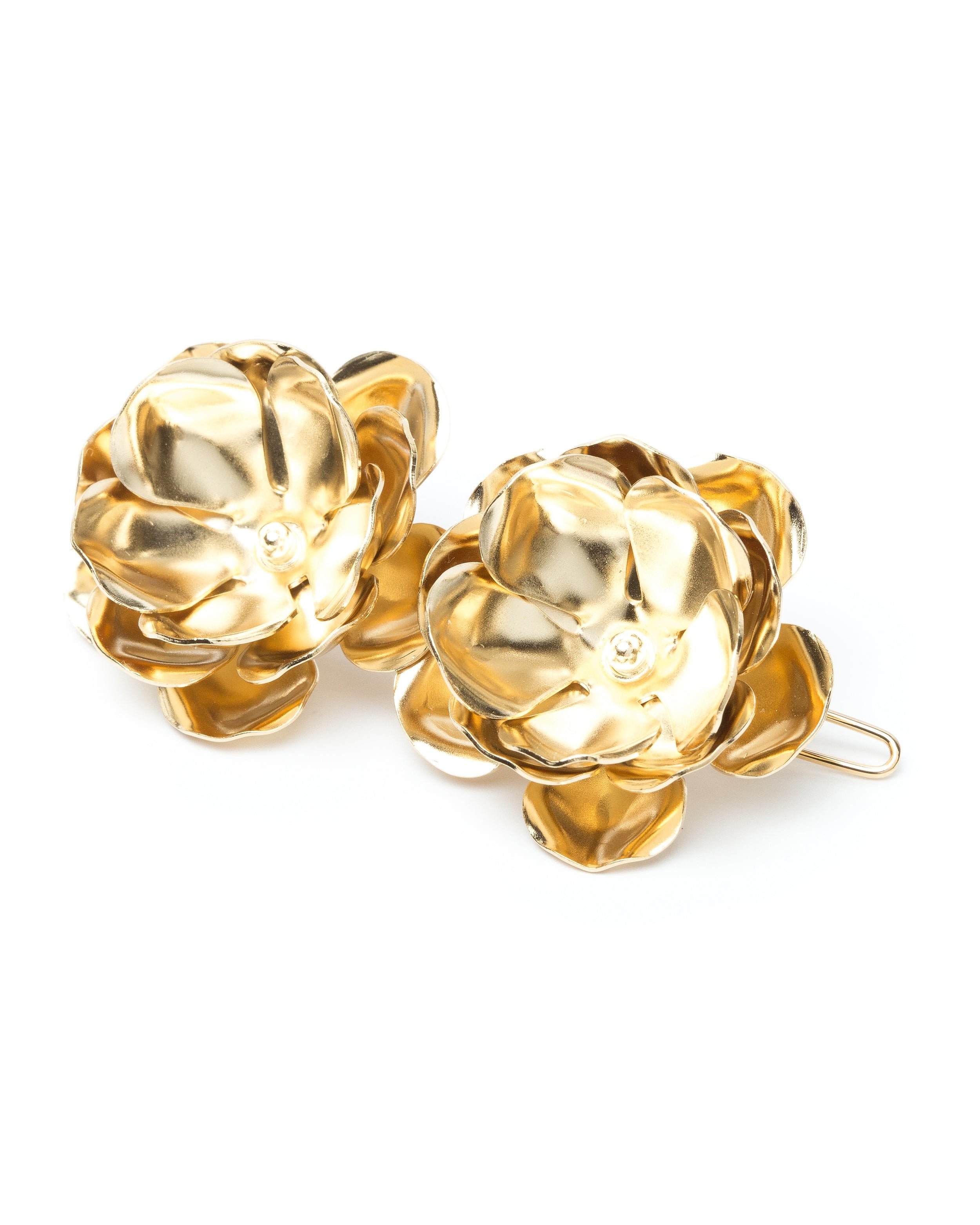 Maxi gold-plated flower hair clip MONSIEUR SIMONE Golden