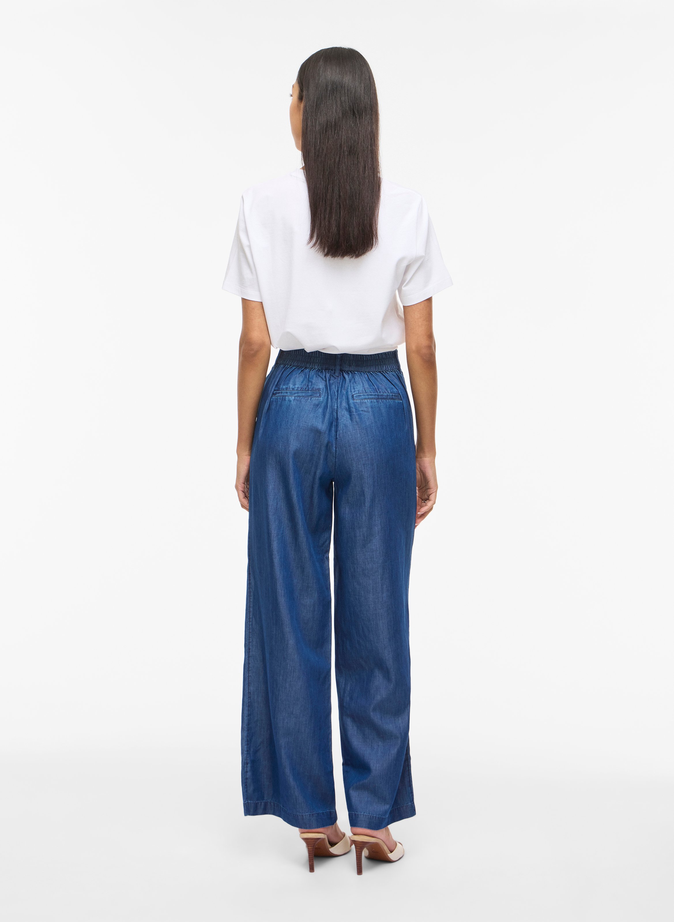 Wide-leg organic cotton-blend pants VILA Blue