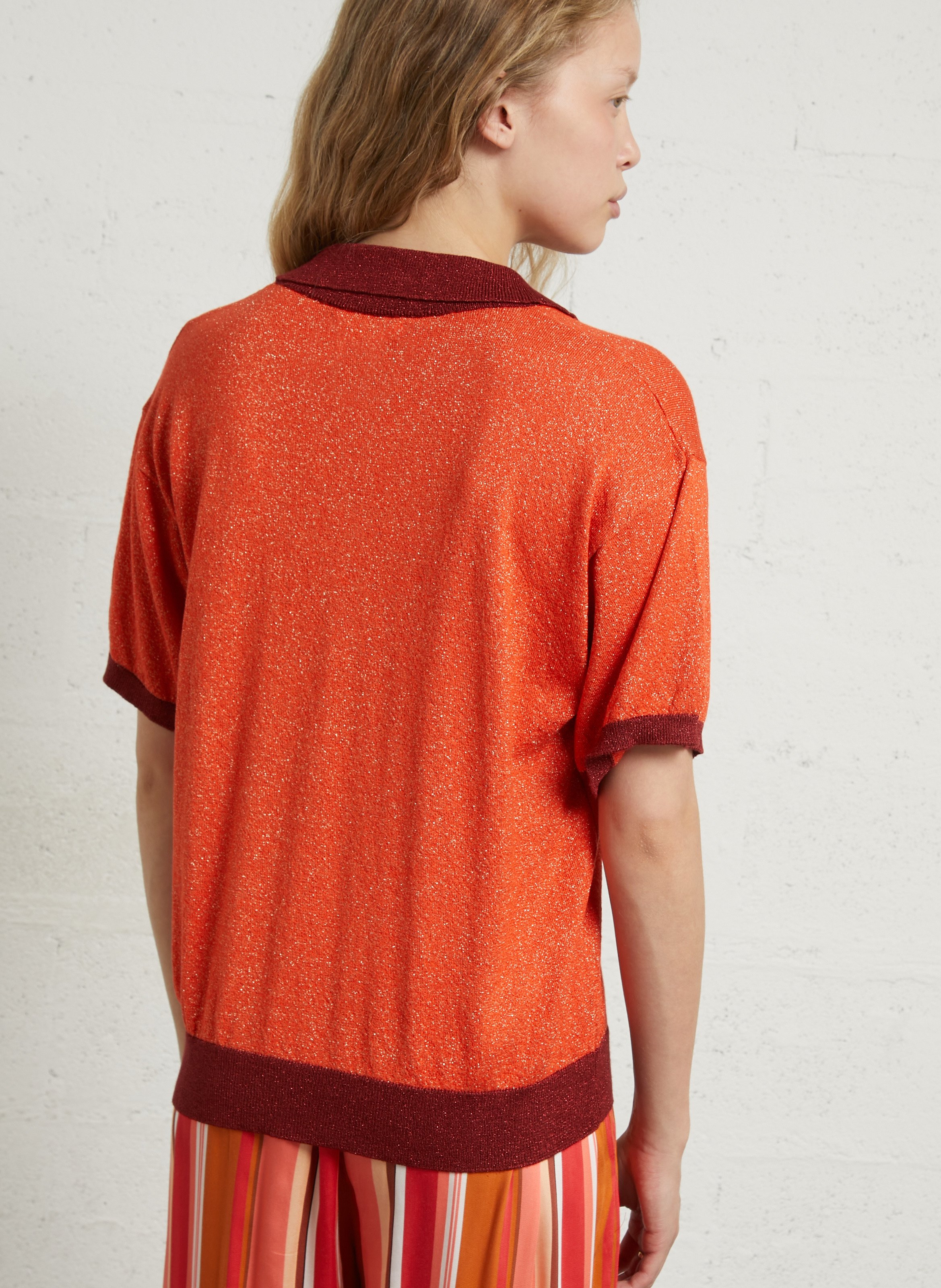 Pull droit métallisé LEON & HARPER Orange