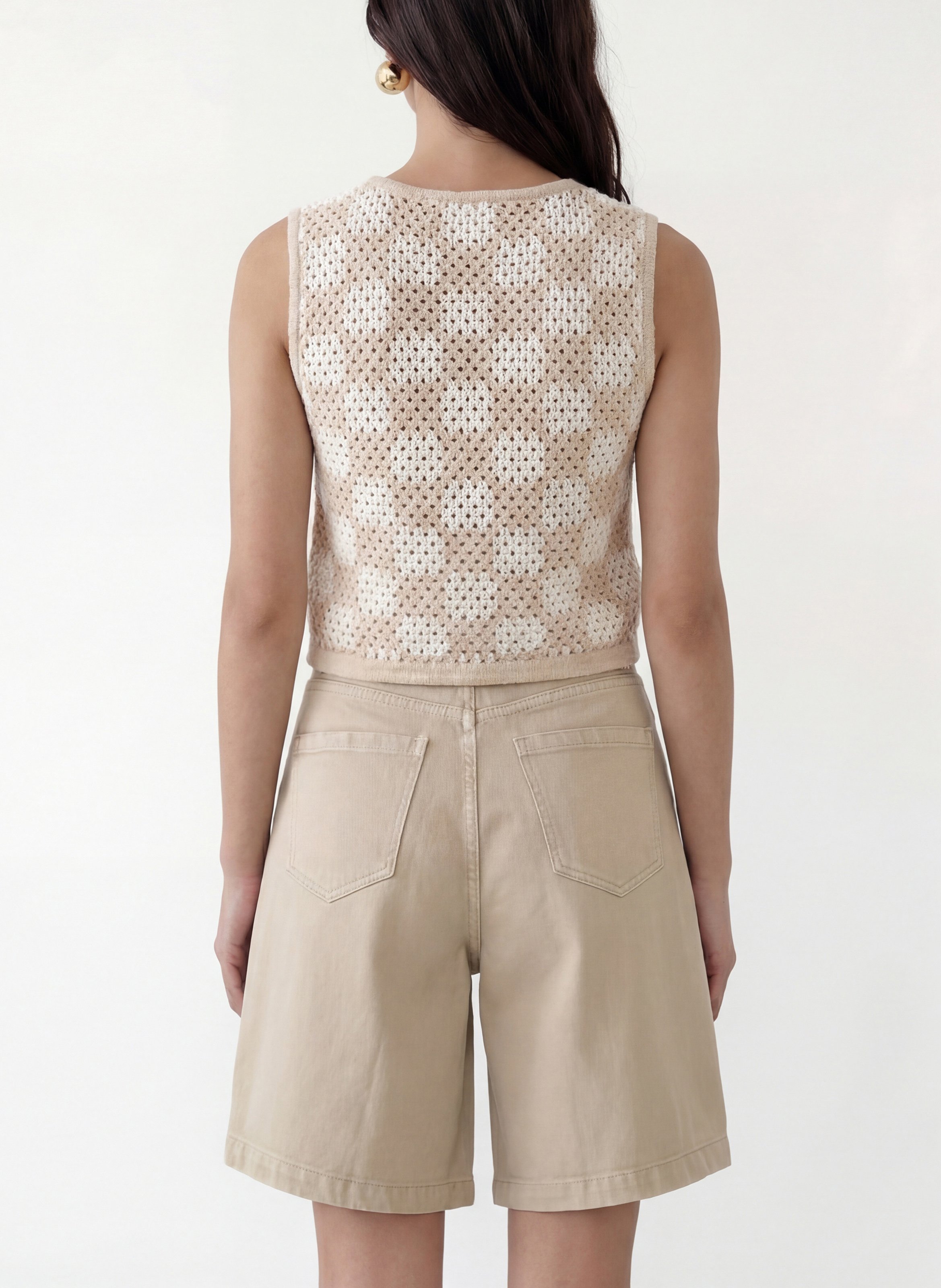 Ärmellose Strickweste mit Rundhalsausschnitt und Lochmuster KOOKAI Beige