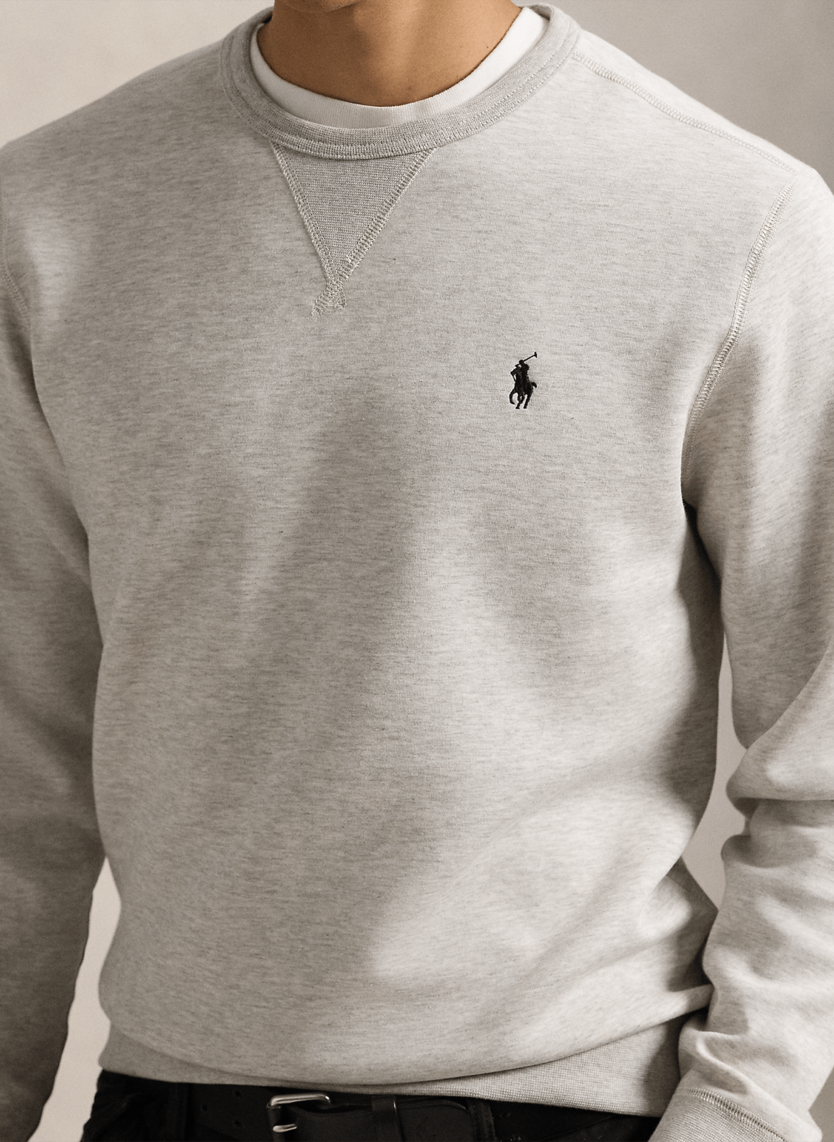 Sweat droit uni en coton mélangé POLO RALPH LAUREN Gris