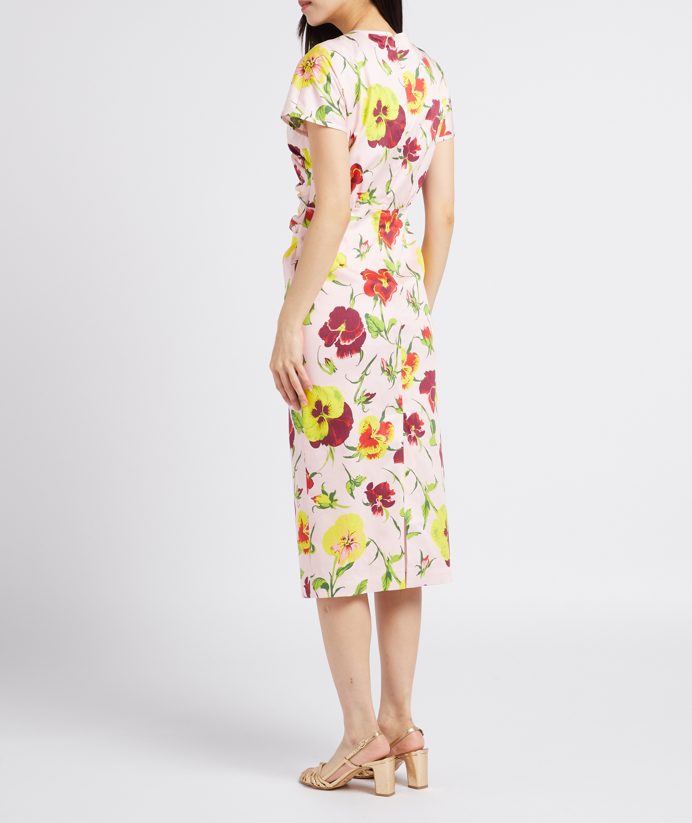 Floral-print round-neck cotton midi dress MAX MARA WEEK END Pink