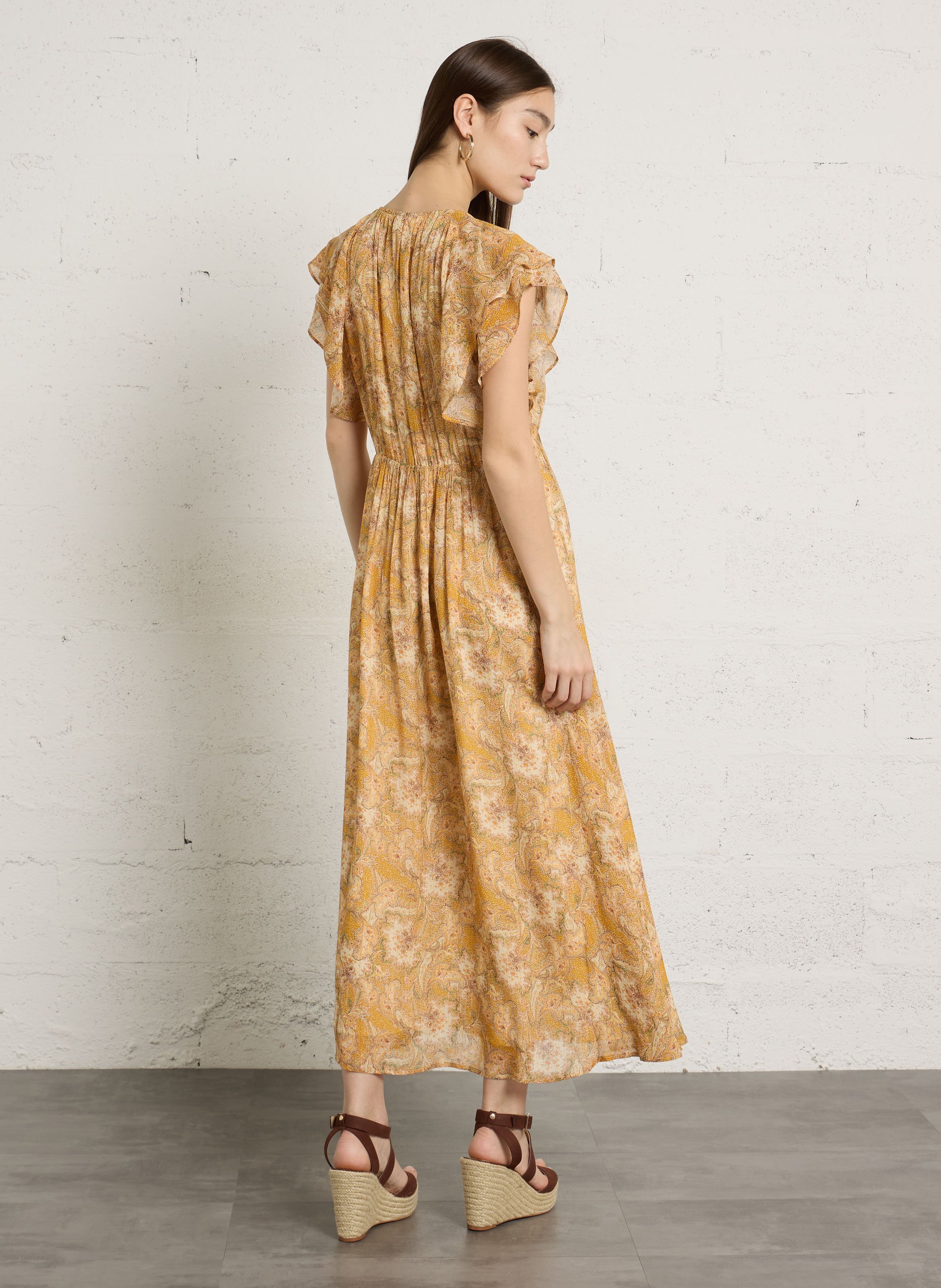 Robe longue col V imprimée MAISON 123 Doré