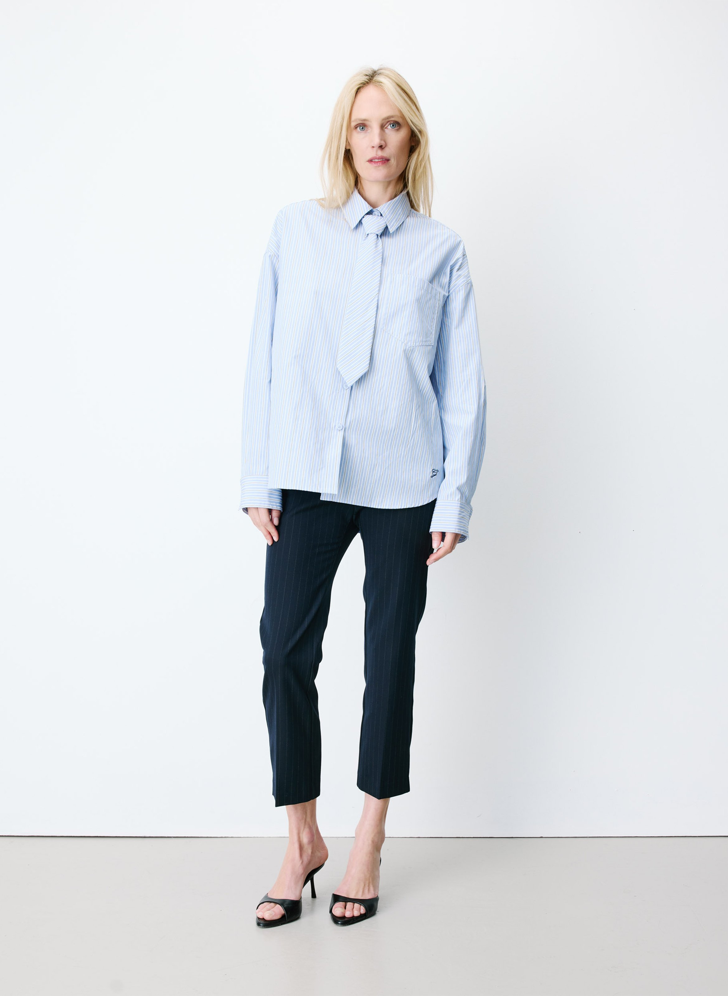 Chemise oversize rayée en coton mélangé GRACE ET MILA Bleu