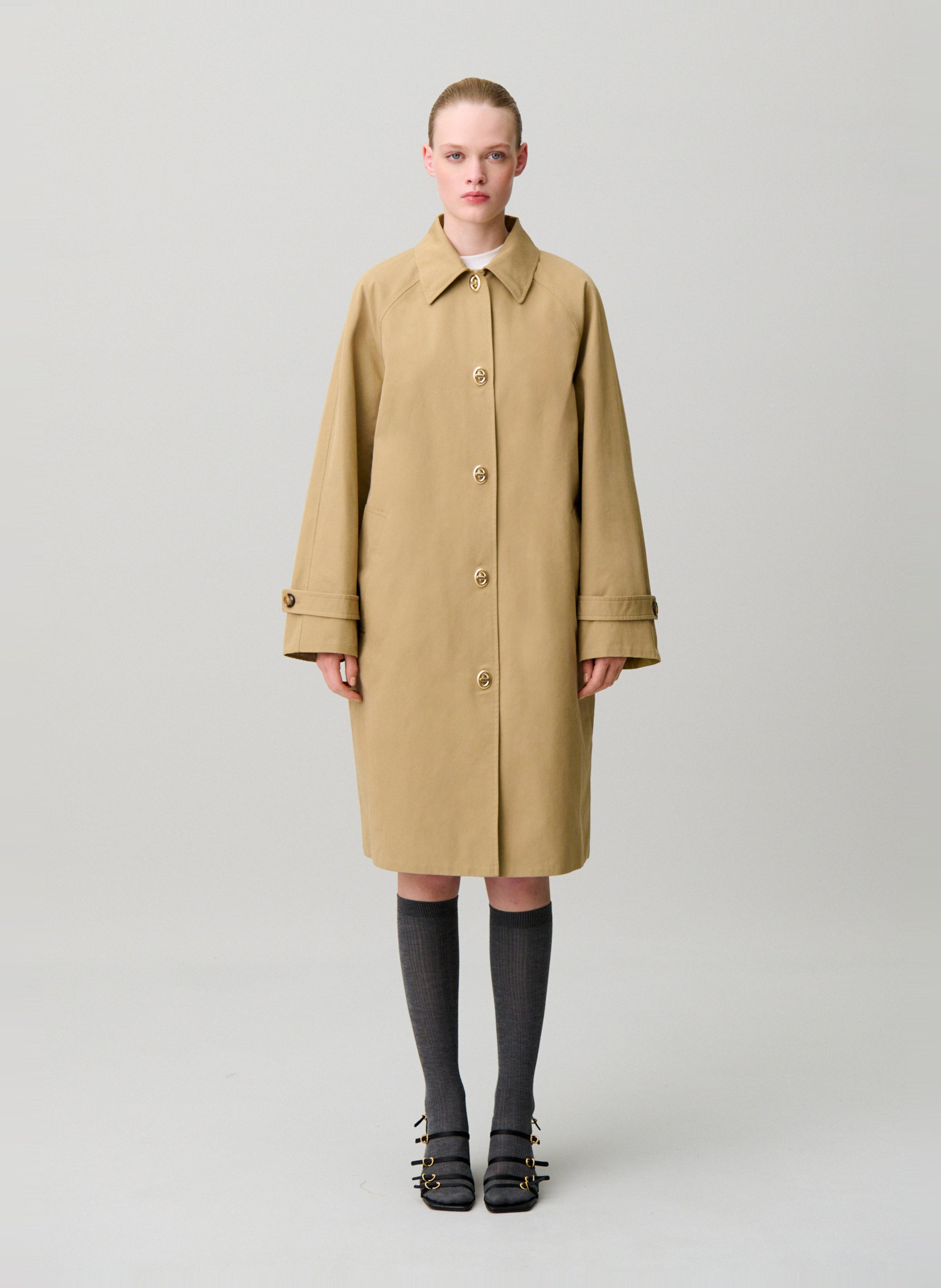 Rechte trenchcoat | katoenblend CLAUDIE PIERLOT Beige