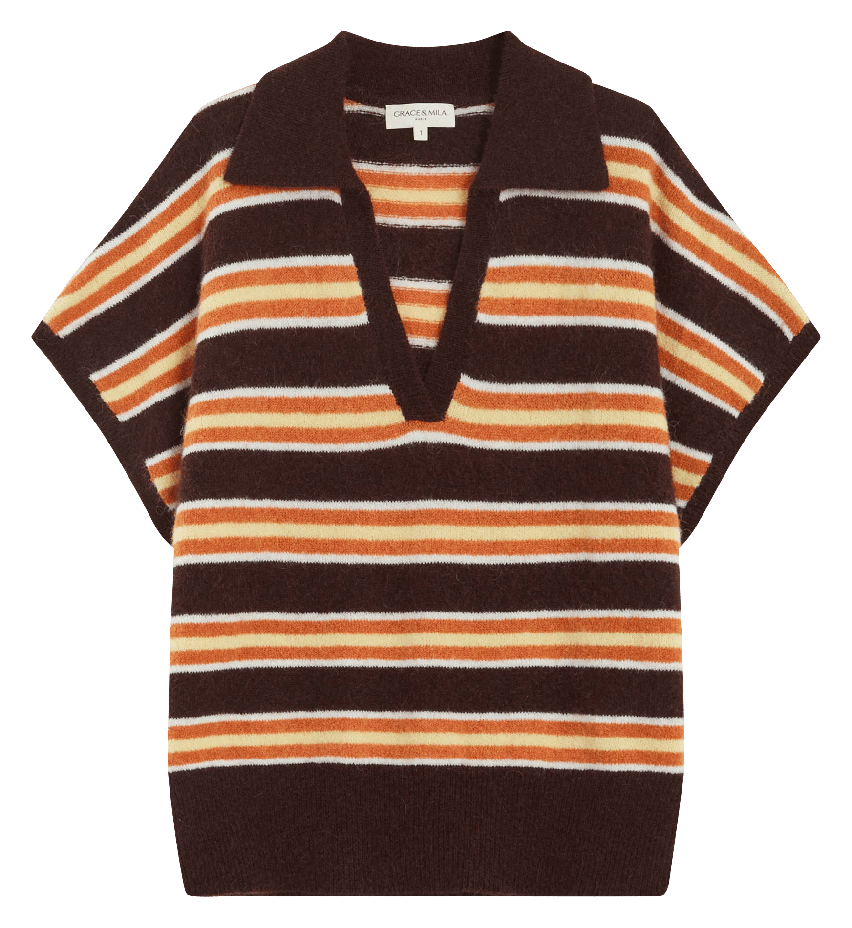 Pull col polo | Marron GRACE ET MILA Femme