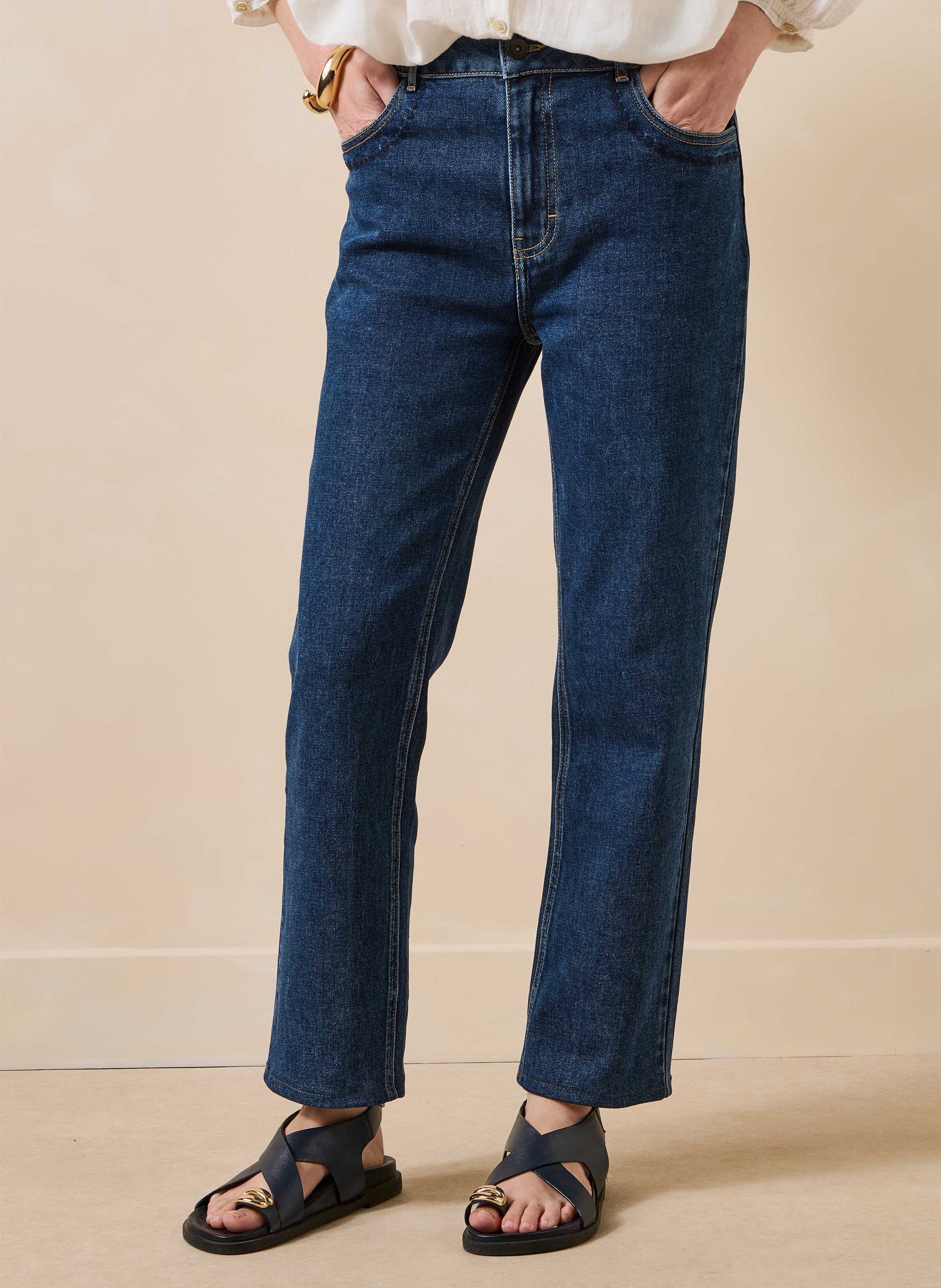 Slim fit jeans van biologische katoenmix LA FEE MARABOUTEE Blauw