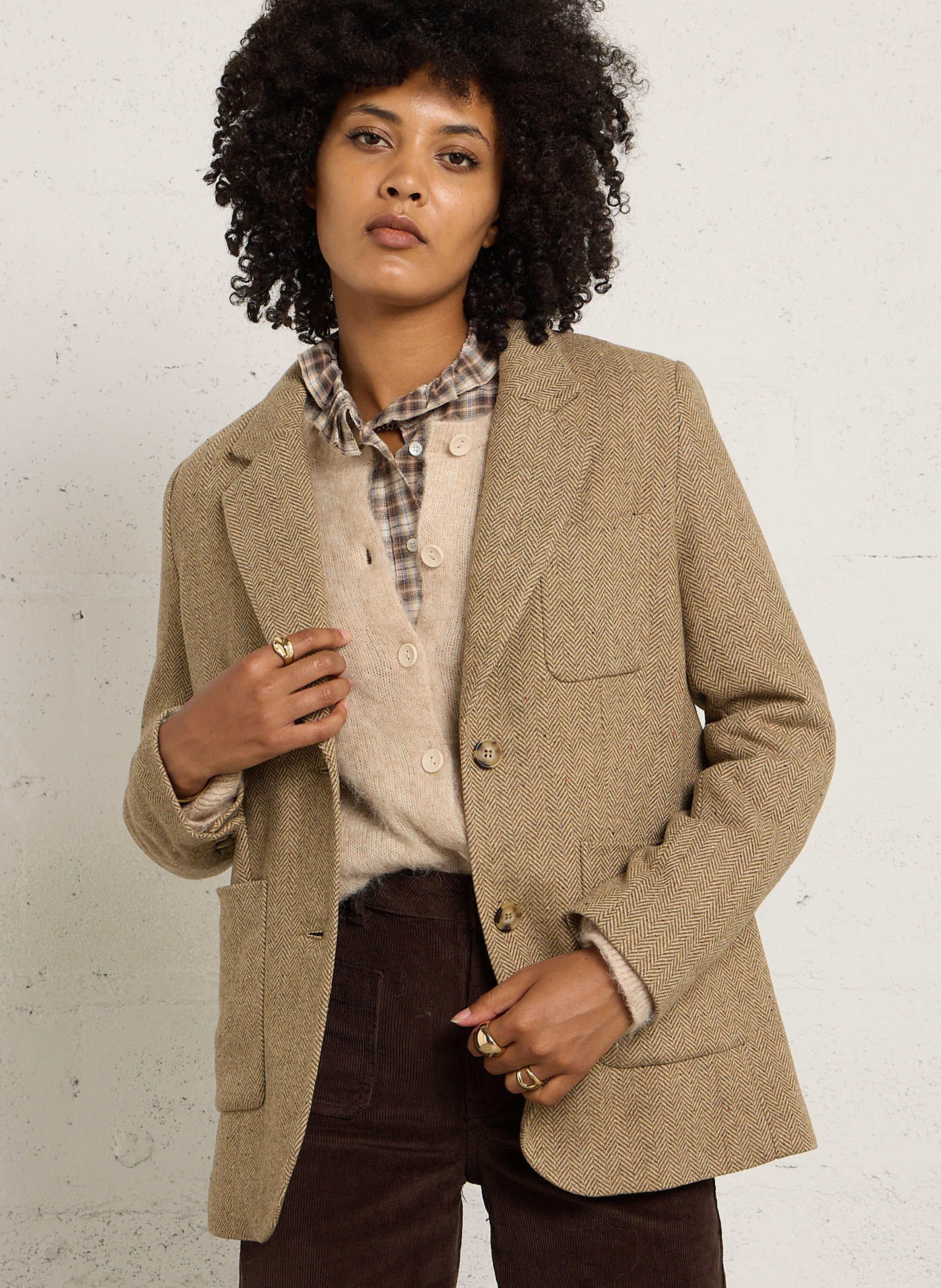 Gerade geschnittener Blazer mit Print JC SOPHIE Beige