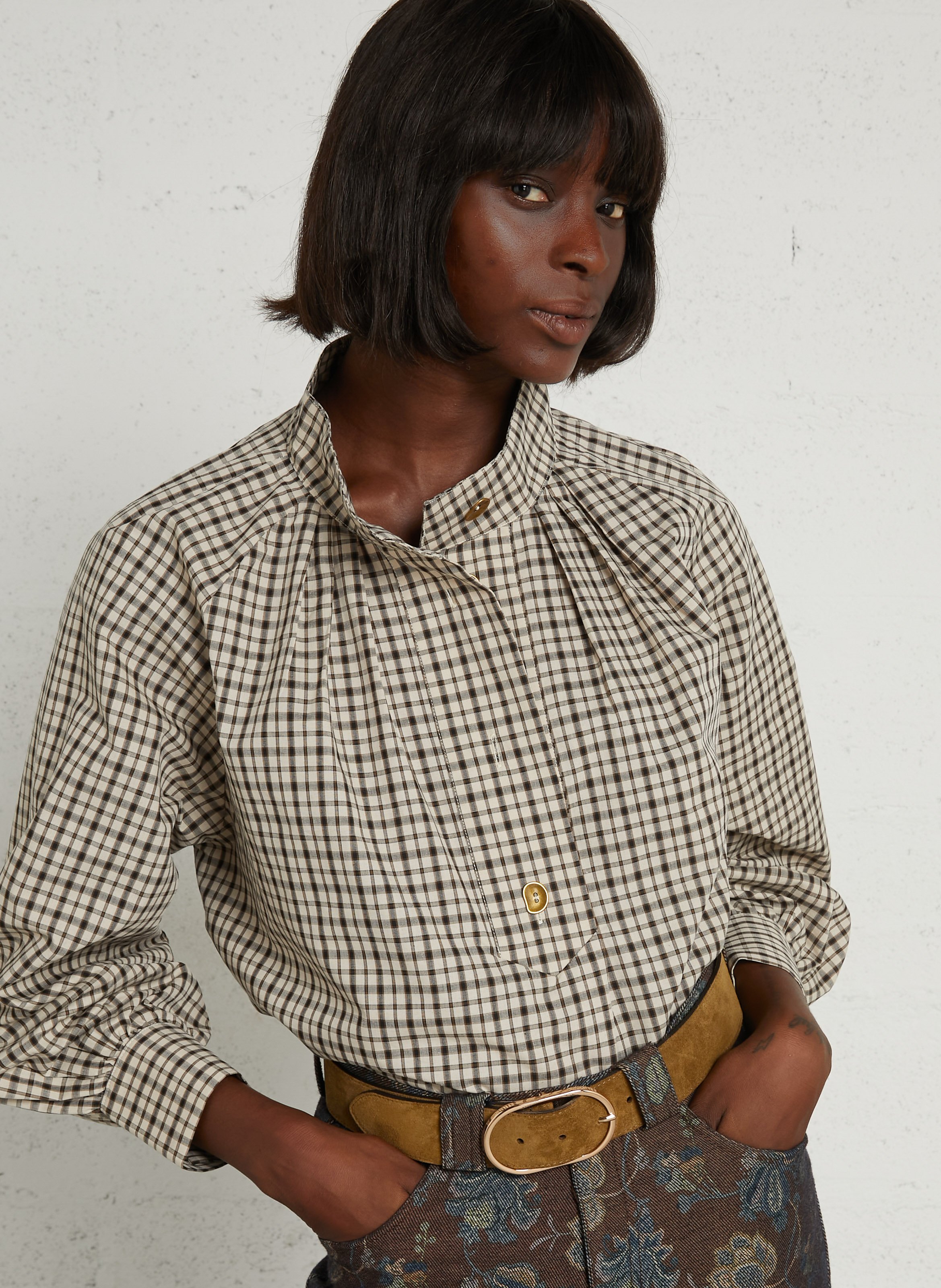 Baumwollbluse mit Stehkragen THE KORNER Beige