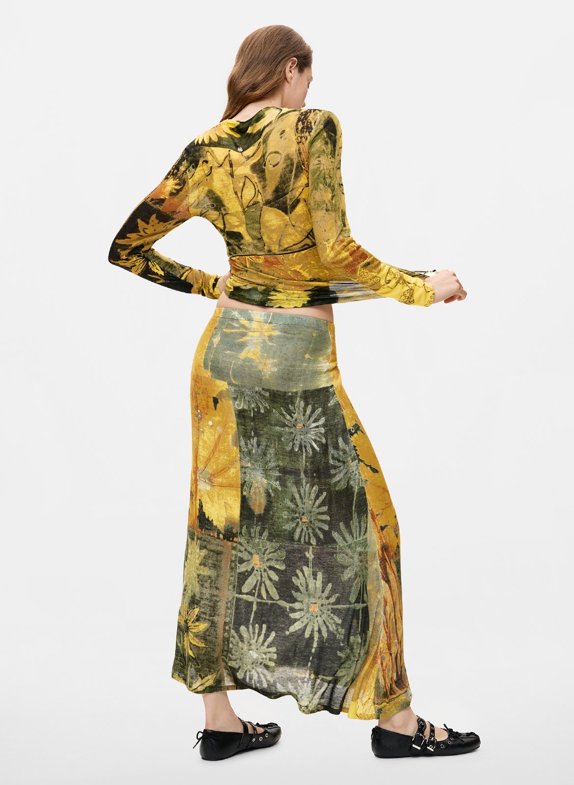 Printed long skirt DESIGUAL Green