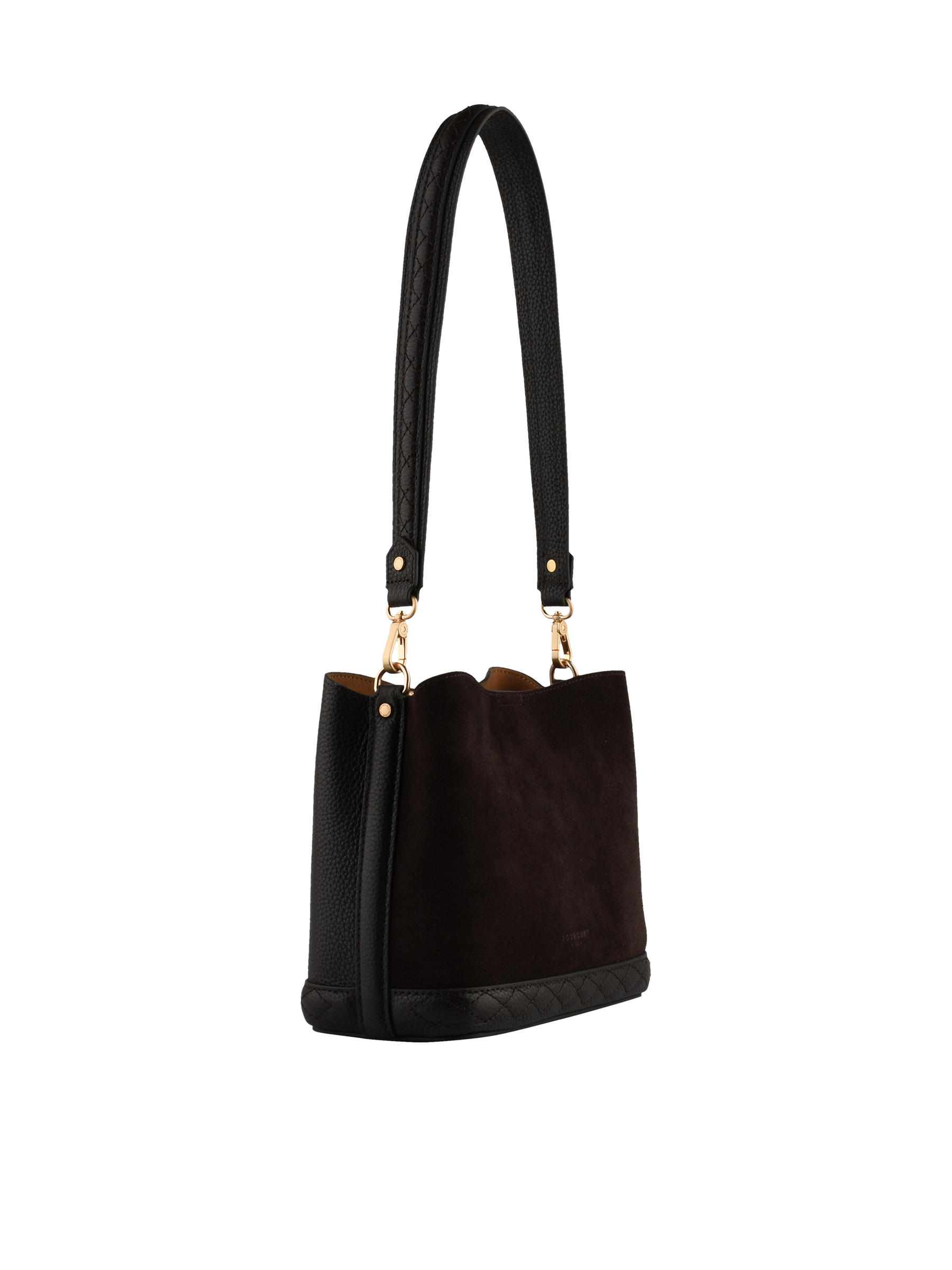 Cowhide suede leather shoulder bag | Brown POURCHET Women