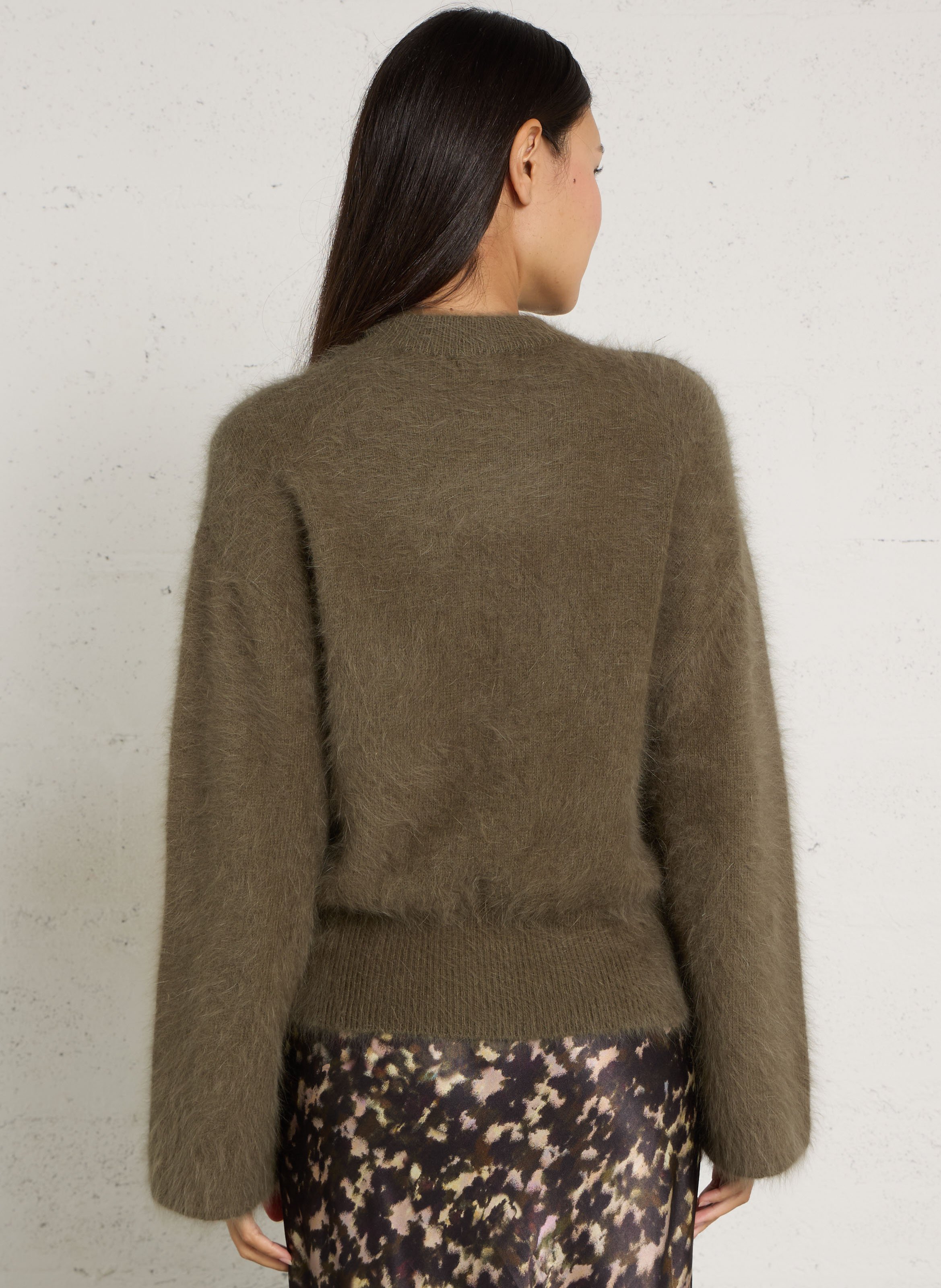 Straight cut in blended angora BELLEROSE Khaki