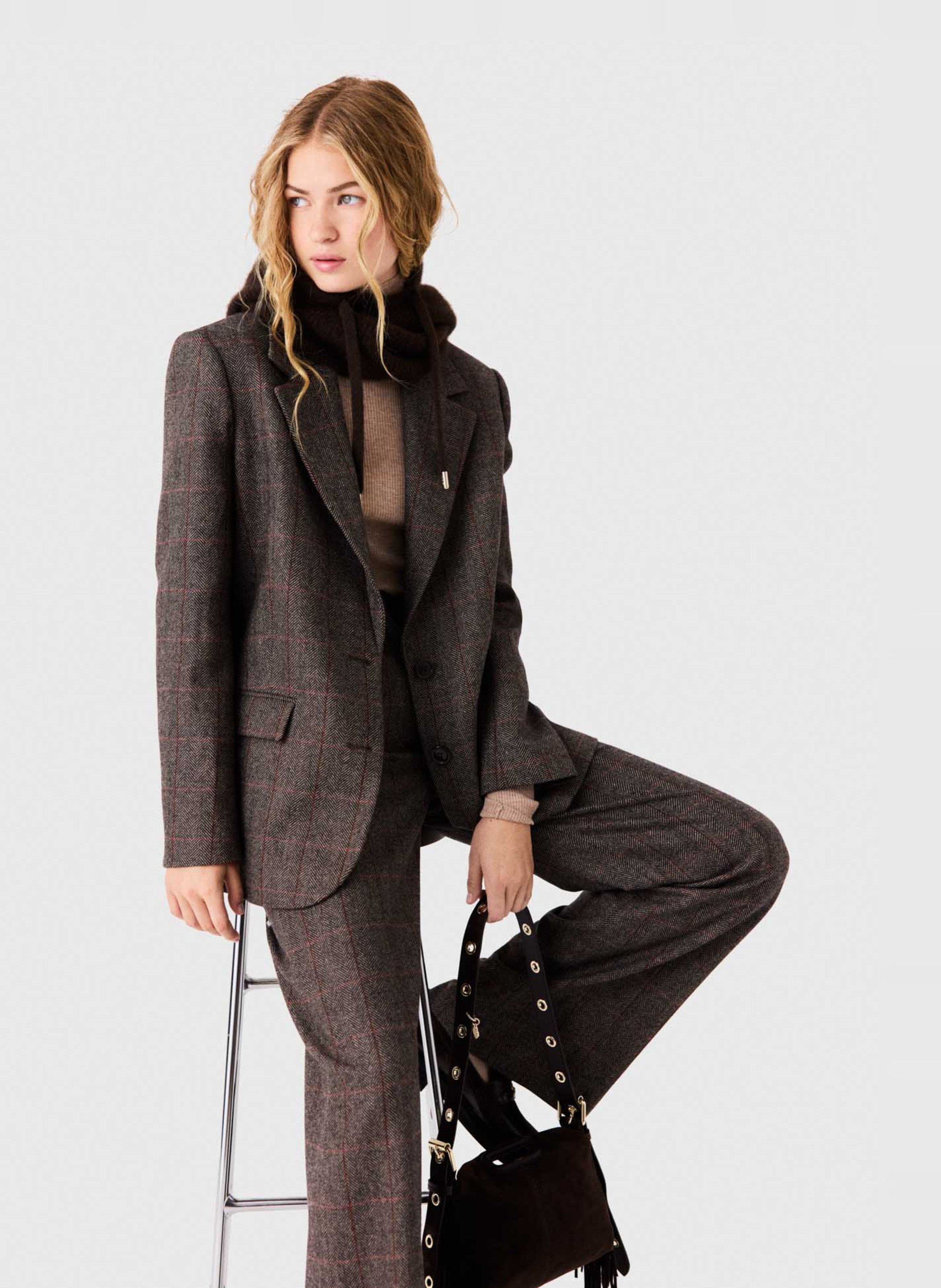 Rechte blazer | wolblend MAJE Bruin