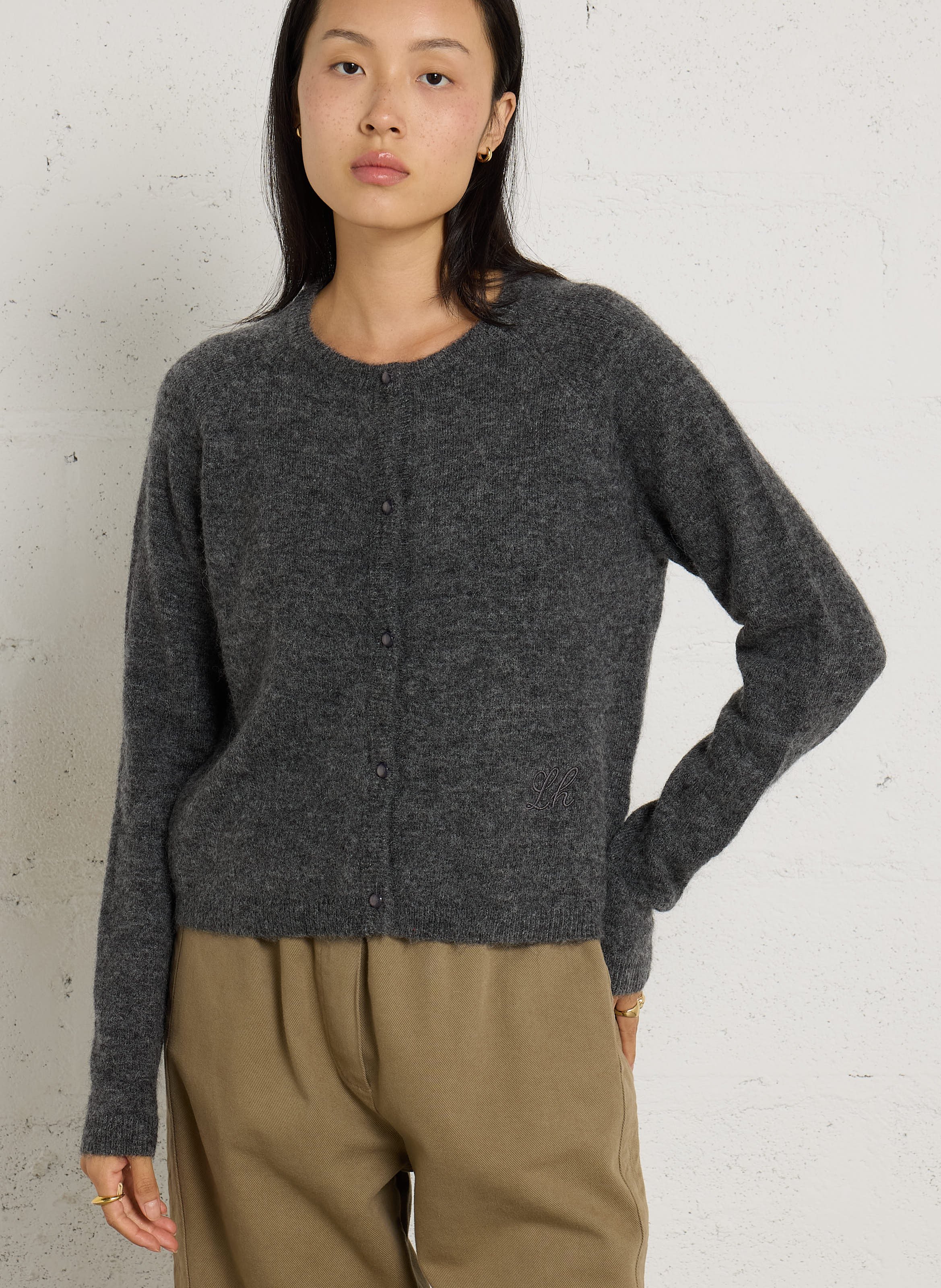 Korte knoopsluiting vest met lange mouwen LEON & HARPER Grijs