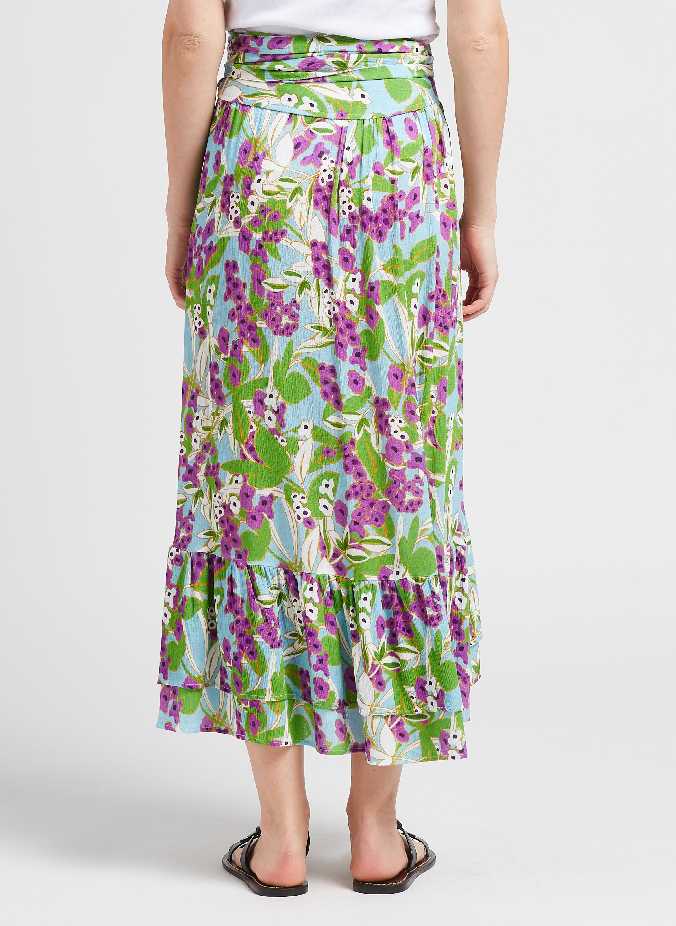 Jupe longue portefeuille à imprimé fleuri LA PETITE FRANCAISE Multicolore