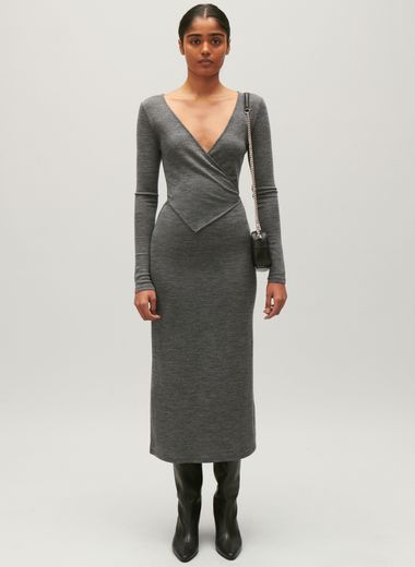Robe Longue Col Classique En Coton Ecosse Grey Laurence Bras - Femme