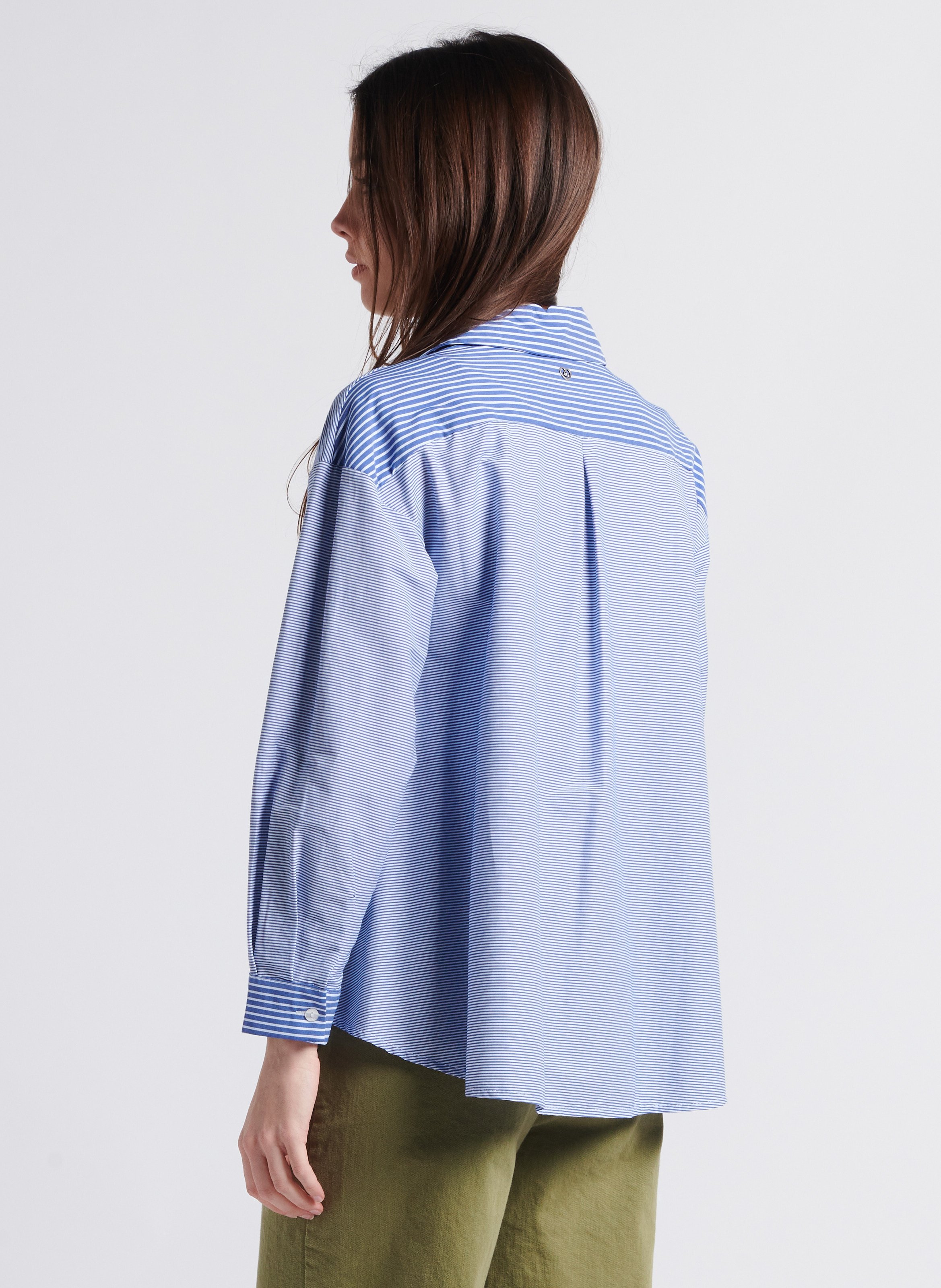 Gestreepte blouse met klassieke kraag | katoenblend PLEASE Blauw