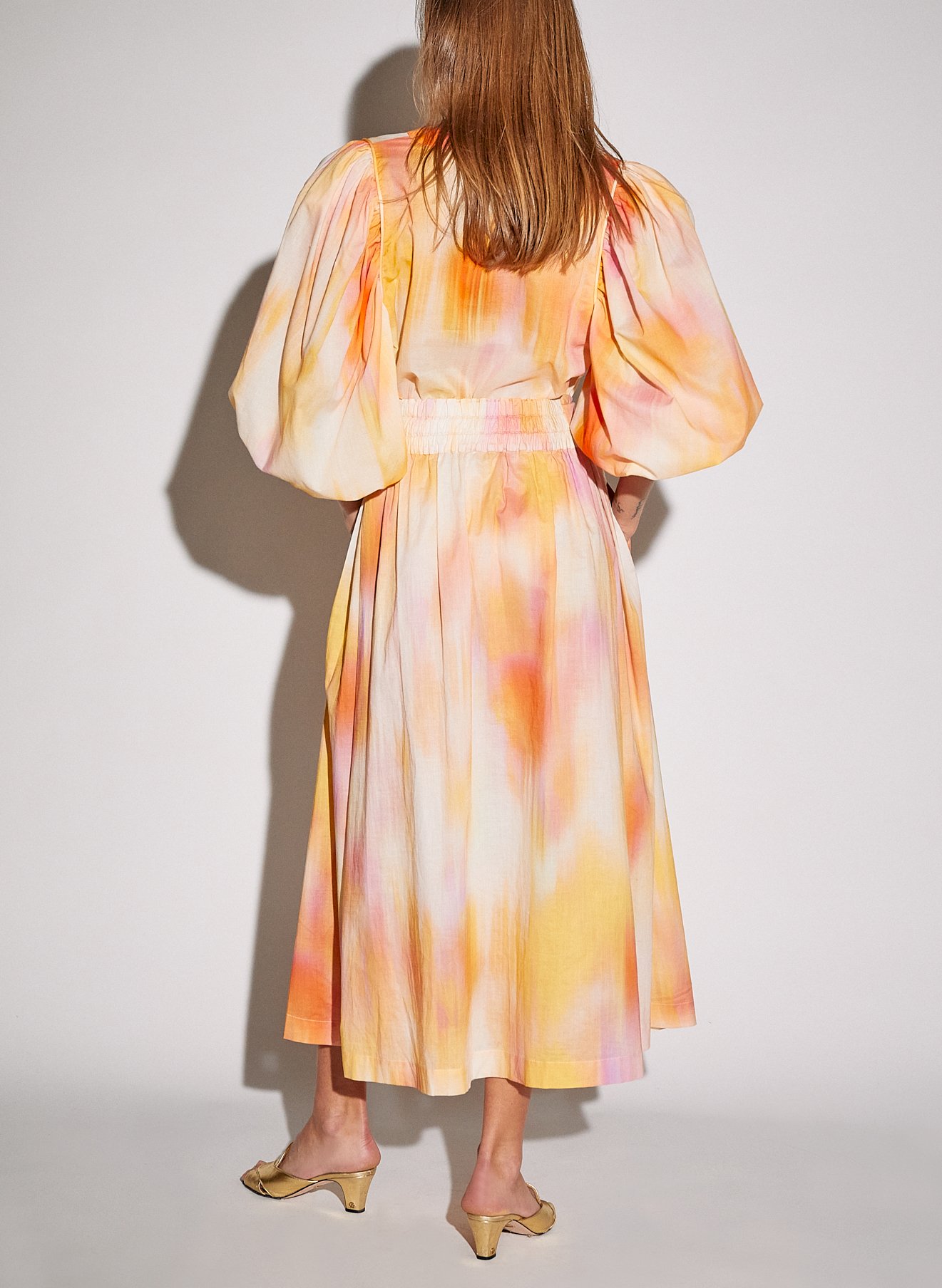 Top col carré imprimé en coton  THE LABEL EDITION Orange