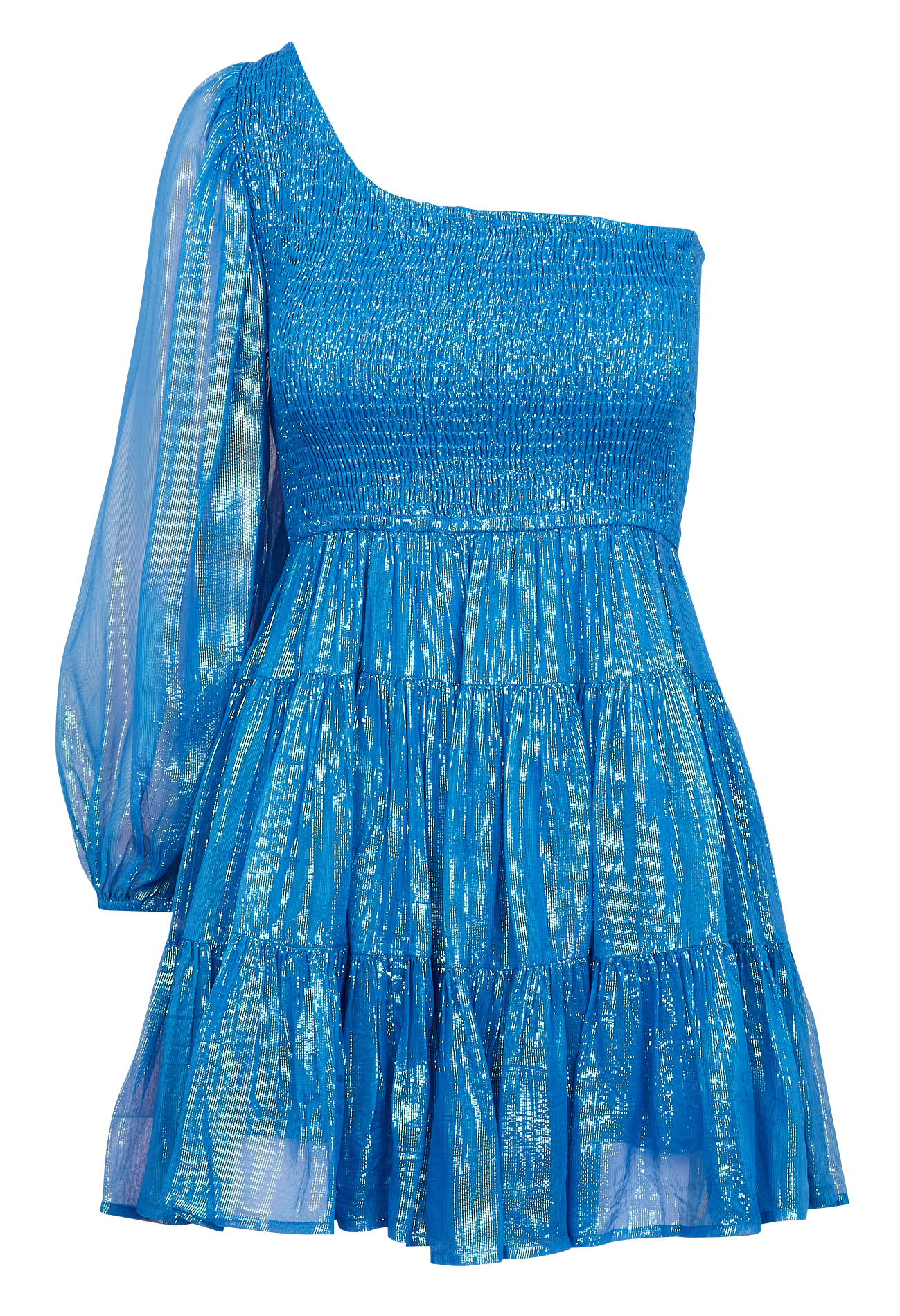 Robe courte asymétrique smockée SUNDRESS Bleu
