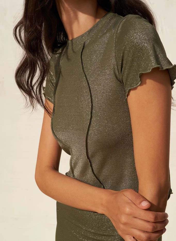 Round-neck fitted crop top FETE IMPERIALE Green