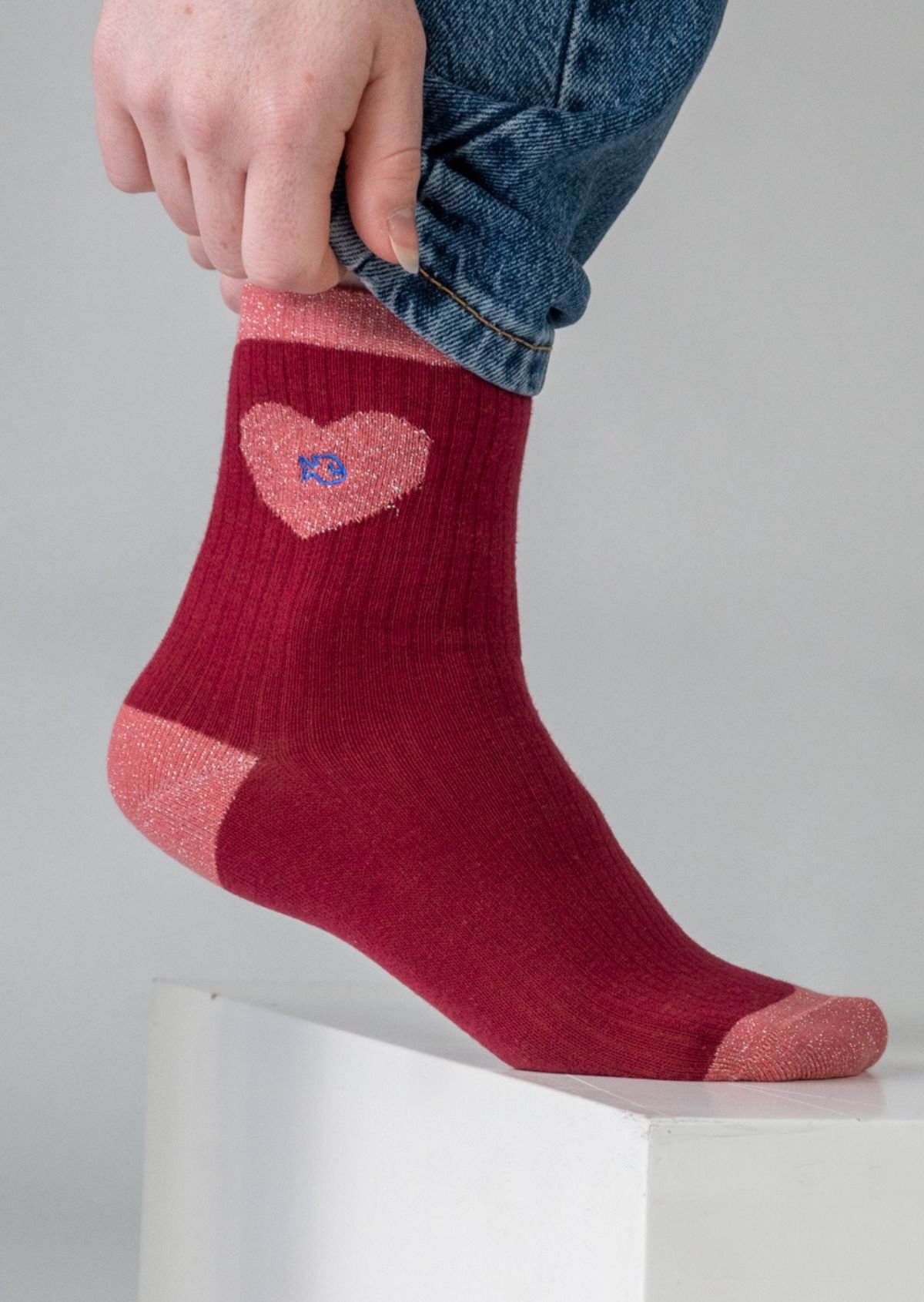 Combed cotton heart socks BILLYBELT Pink