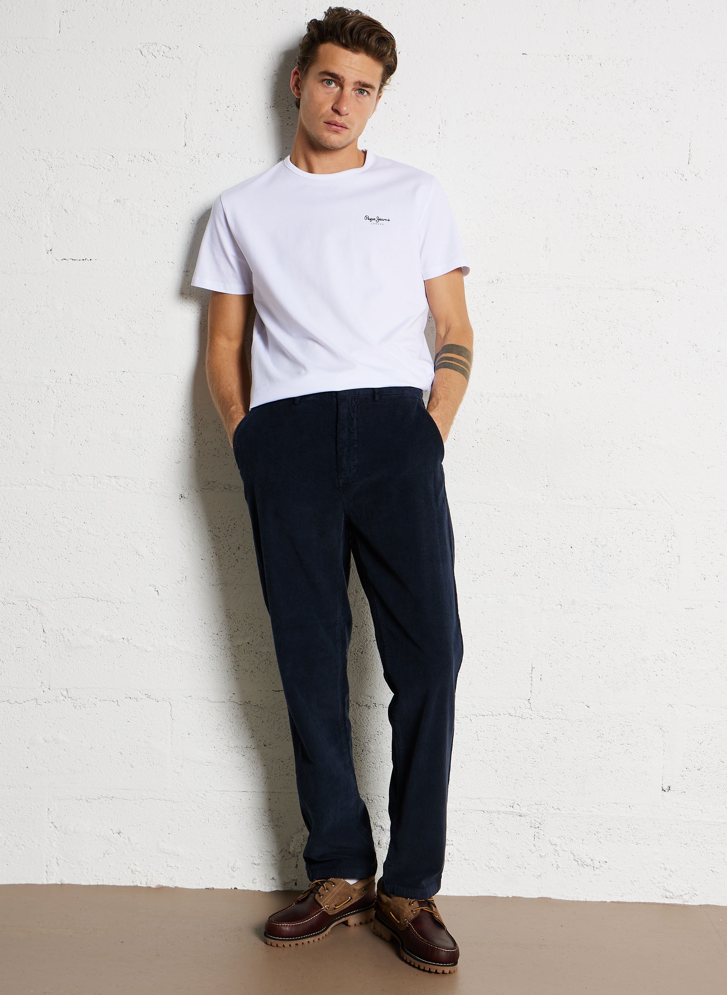 Tee-shirt droit en coton mélangé Blanc