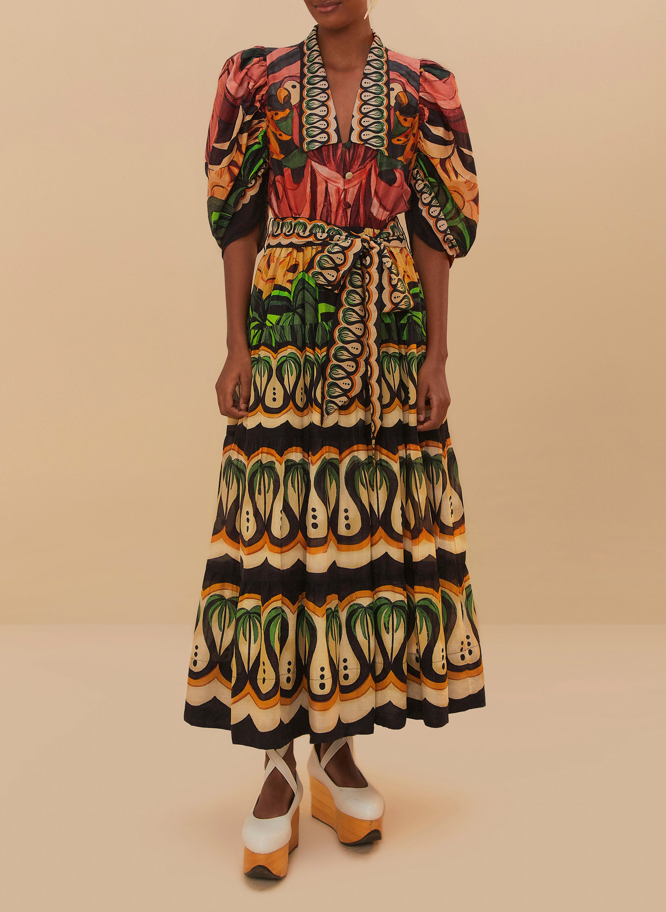 Robe longue en coton imprimé FARM RIO Multicolore