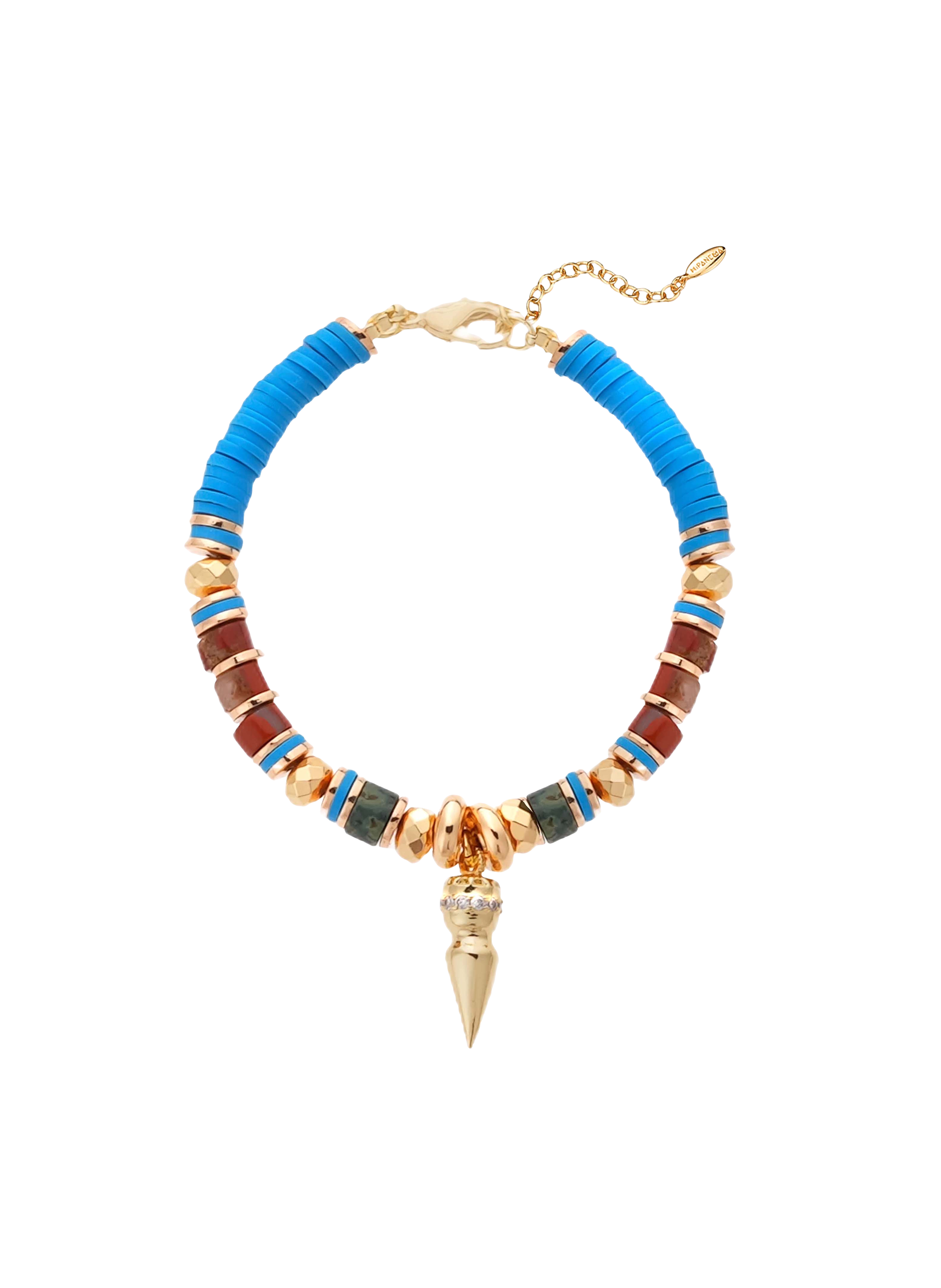 Bracelet with beads and adjustable charm HIPANEMA Blue